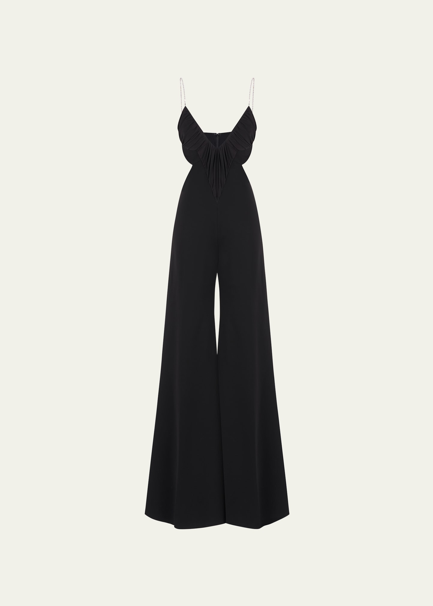 Shop Et Ochs Adam Ruched-front Plunge Jumpsuit In Black