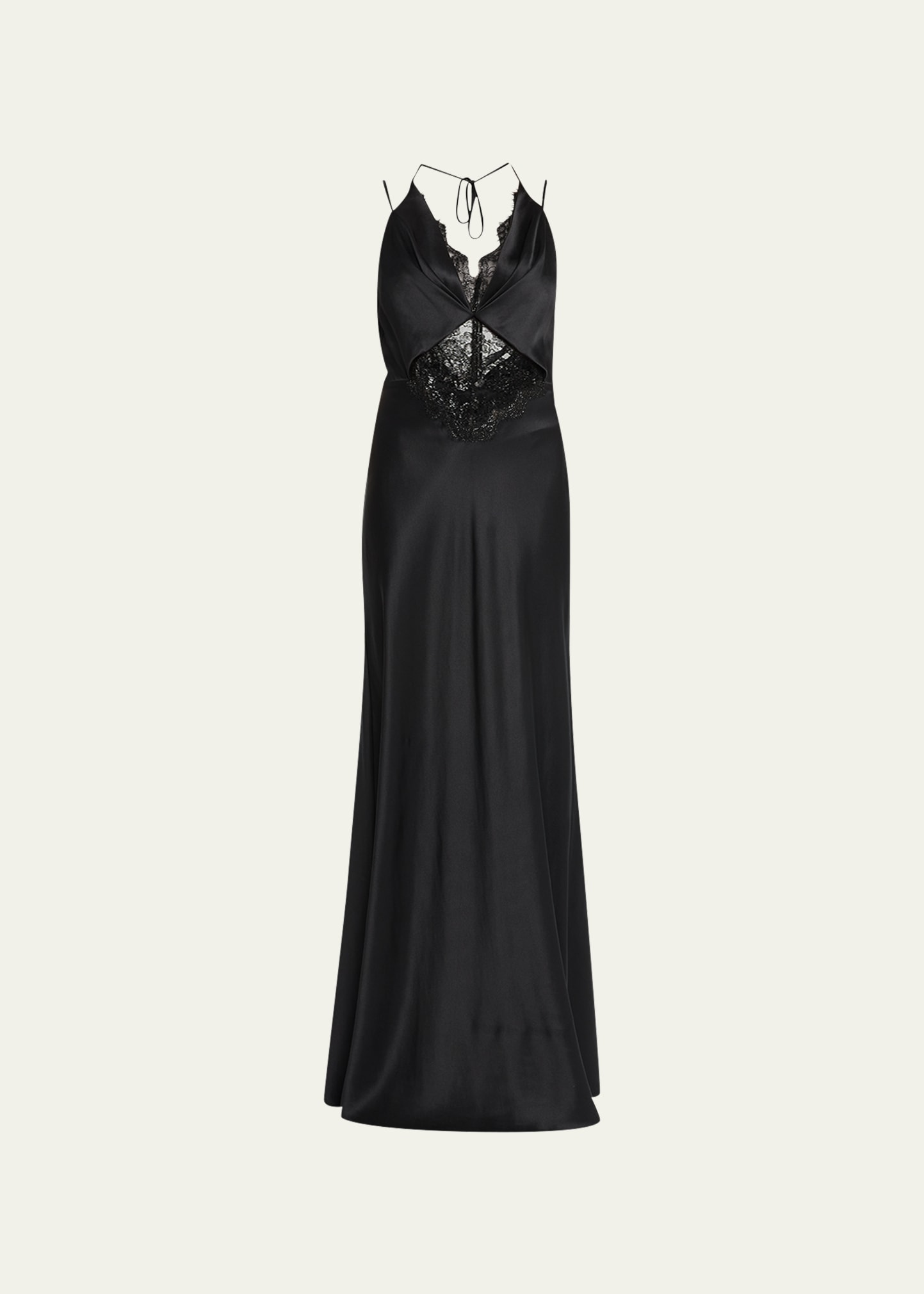 Maria Silk Gown w/ Lace Details