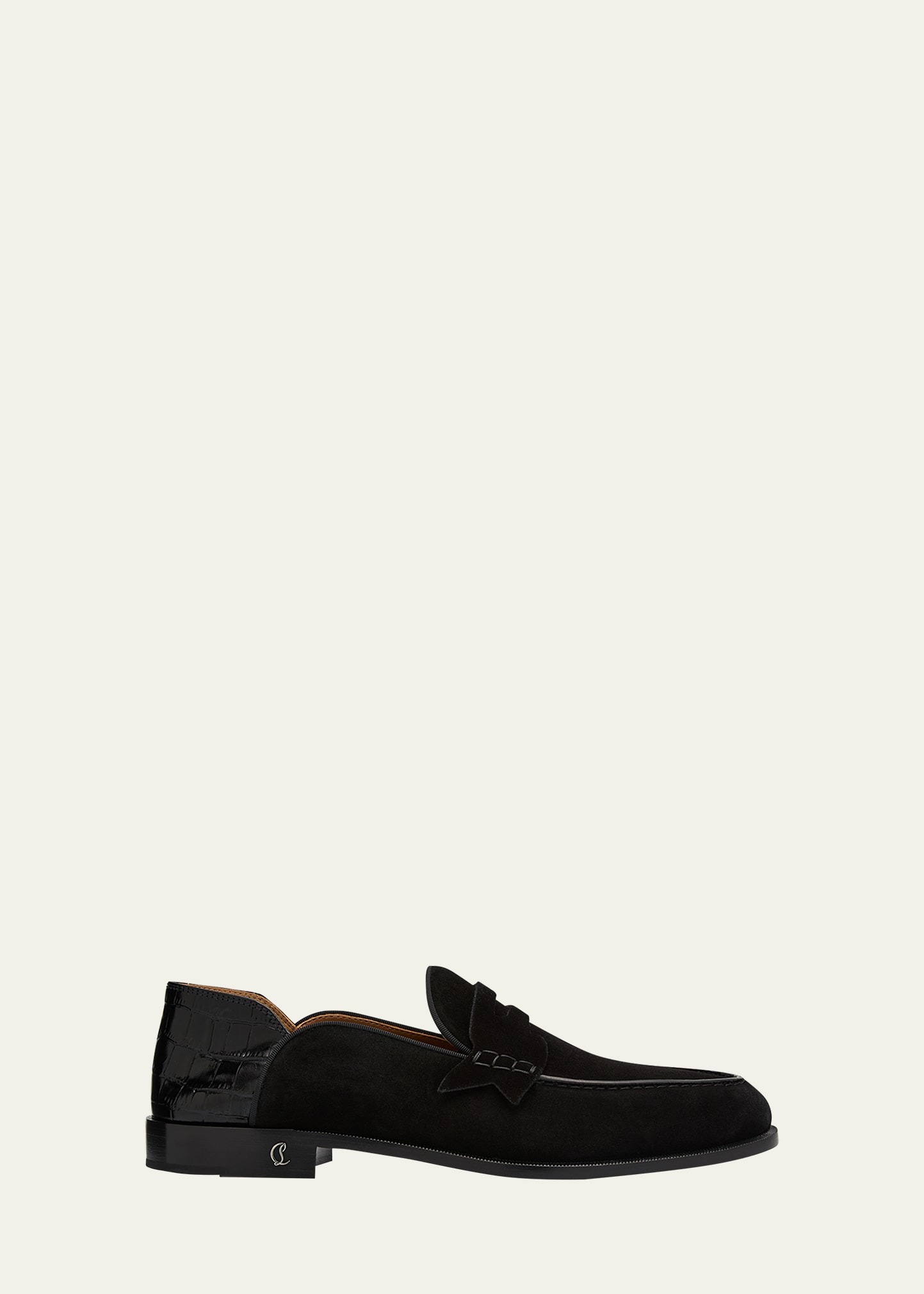 Christian Louboutin Mixed Media Convertible Penny Loafer In Black