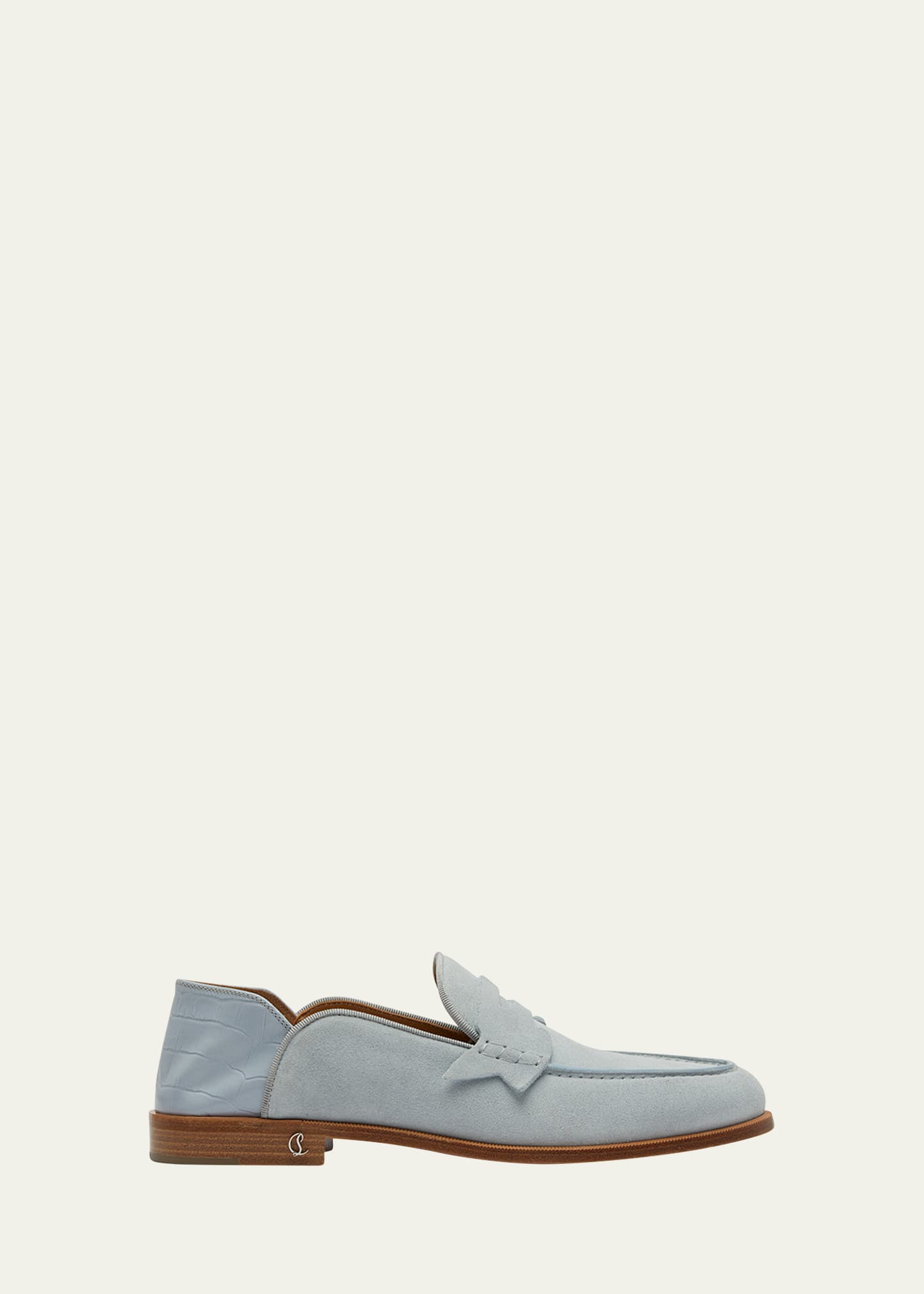 Christian Louboutin Men's Penny No Back Suede Penny Loafers In Paseo