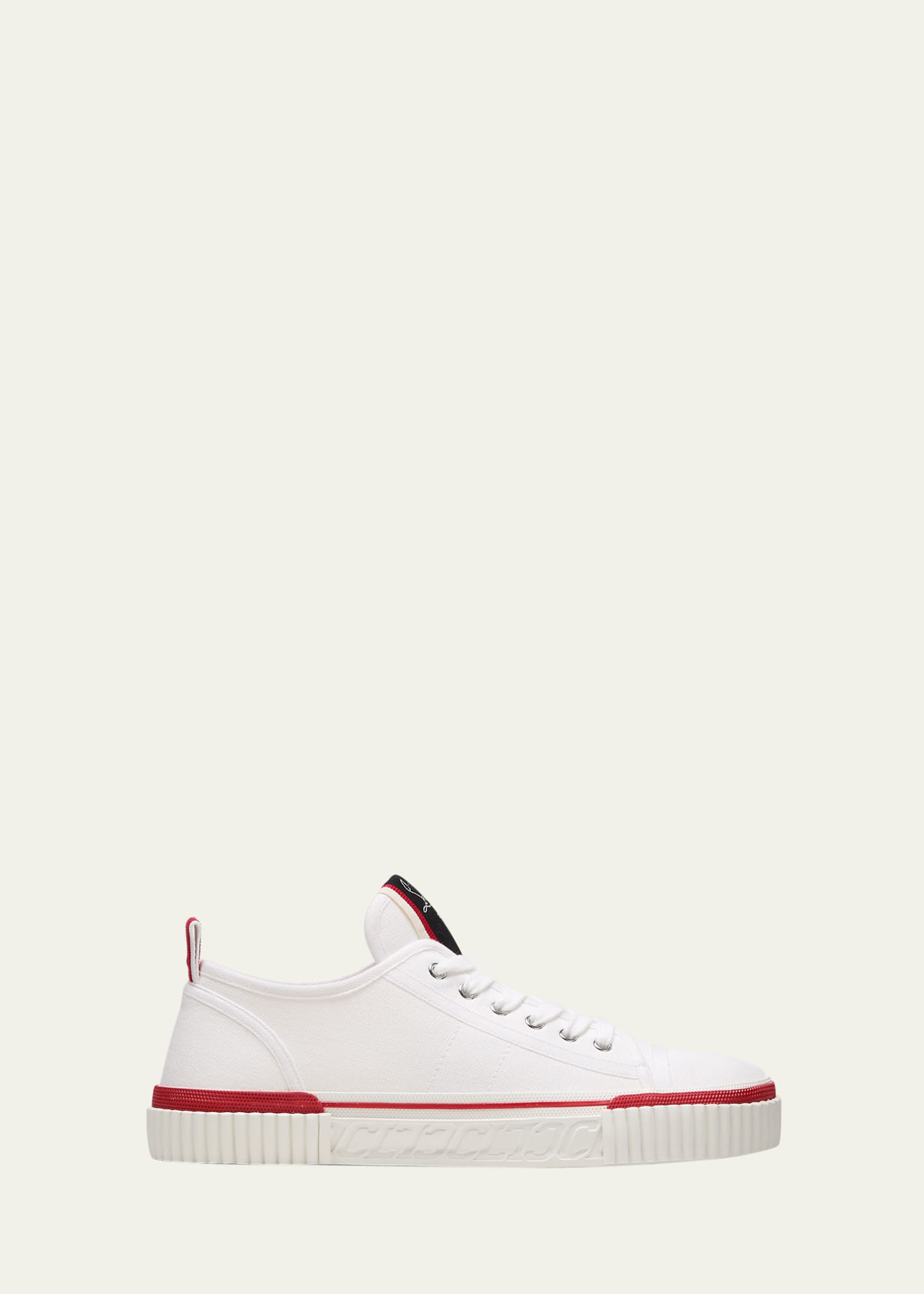 Shop Christian Louboutin Men's Pedro Junior Canvas Low-top Sneakers In White