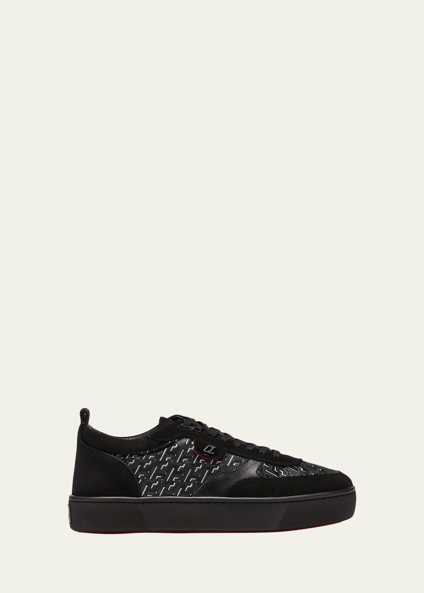 Christian Louboutin Happyrui Suede And Leather-trimmed Rubber Sneakers In Black/white