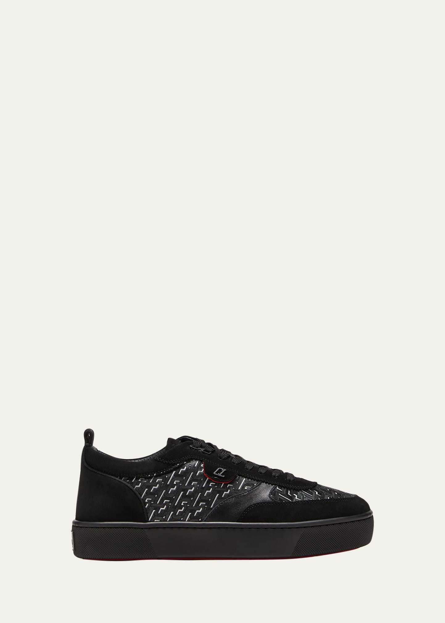 Christian Louboutin Men's Monogram Suede-Trim Sneakers - Bergdorf