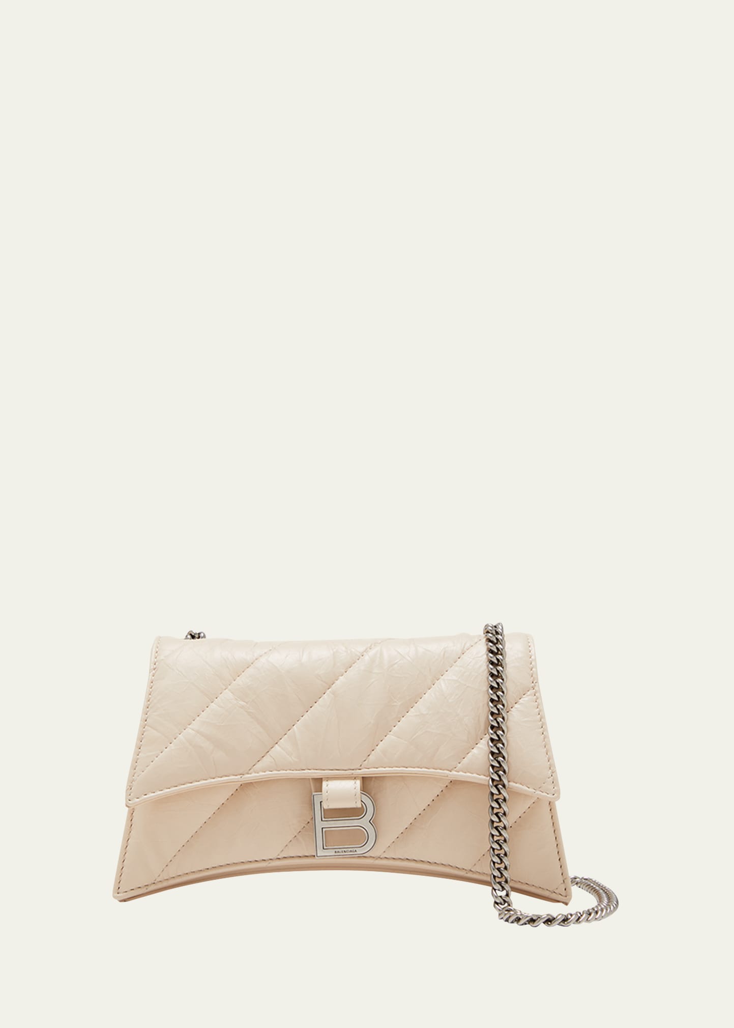 Balenciaga Crush Wallet On Chain In Sand Beige