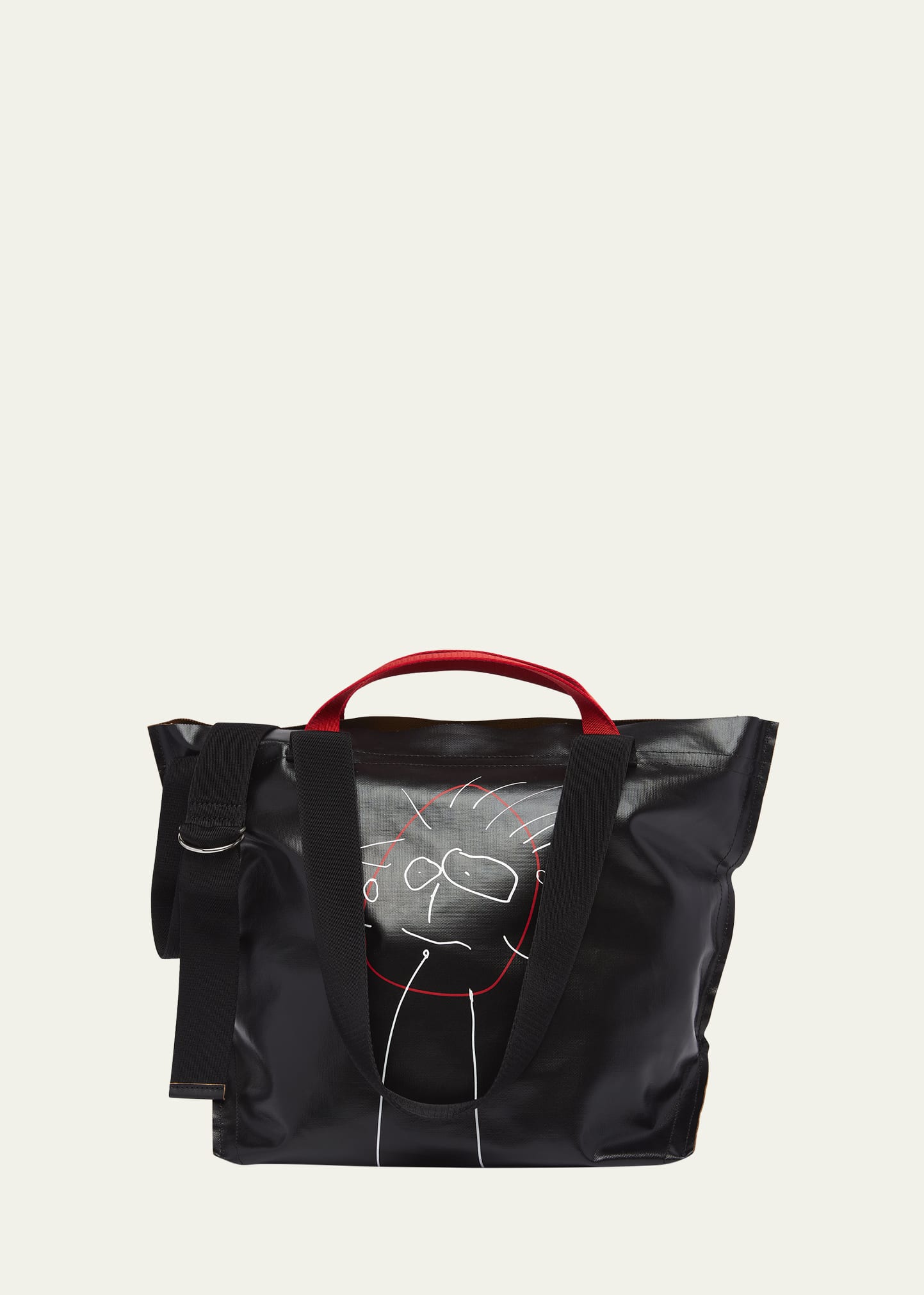 Plan C Medium Printed Shopper Tote Bag In 00n99 Black