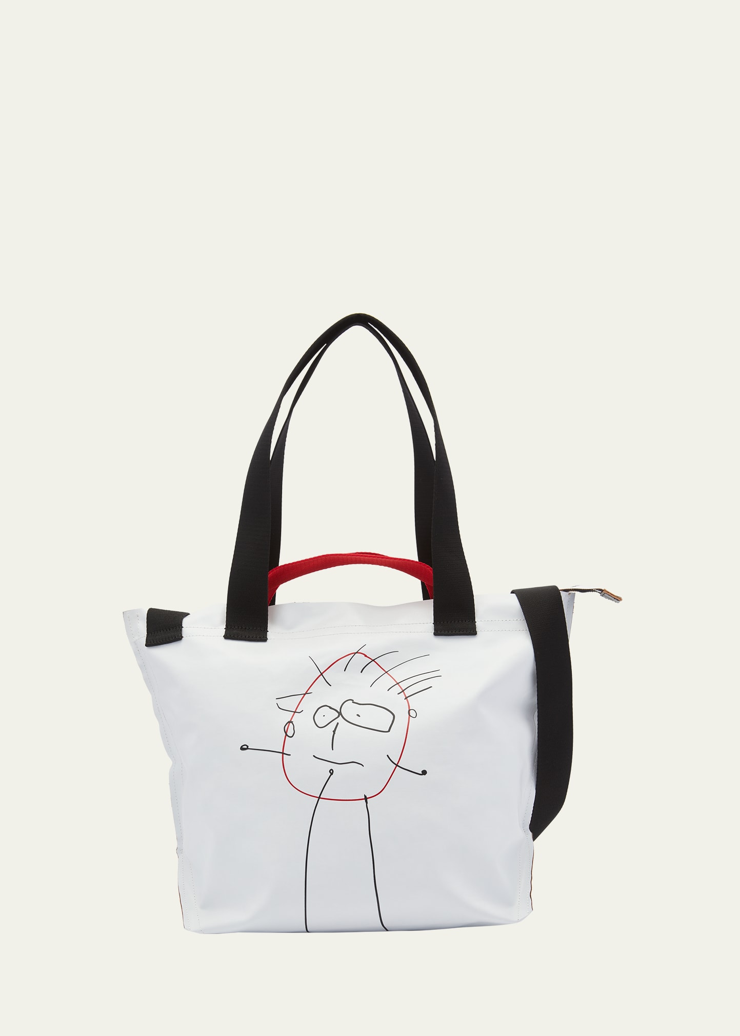 Plan C Medium Printed Shopper Tote Bag In 00w01 Optical Whi