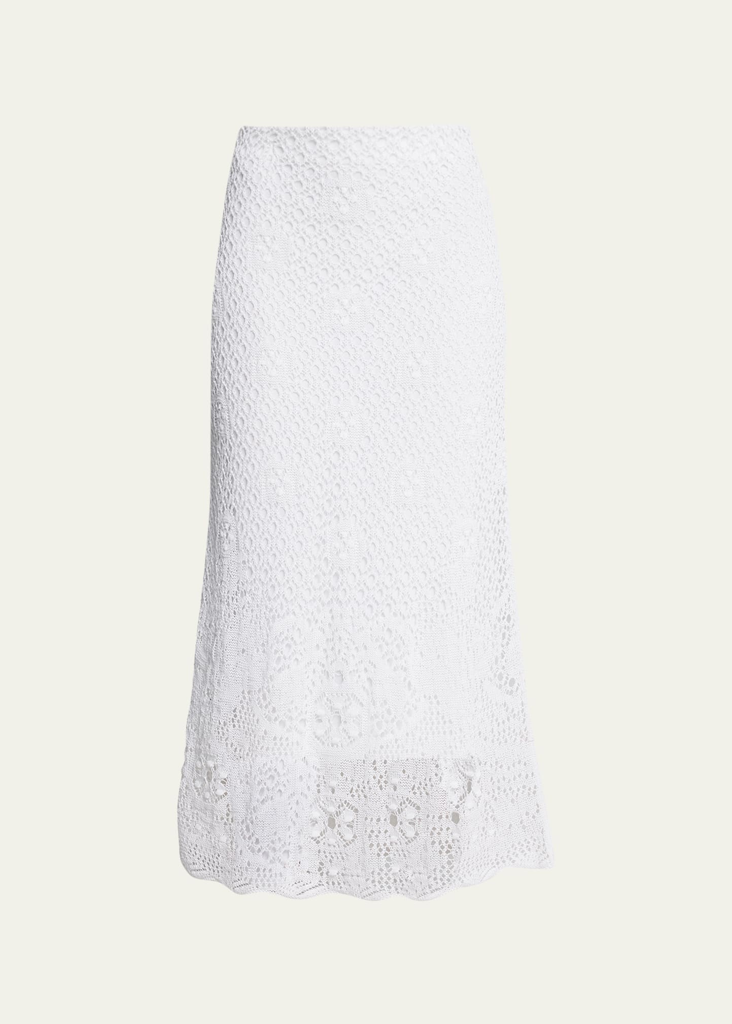 Vince Floral Lace Midi Skirt In Optic White