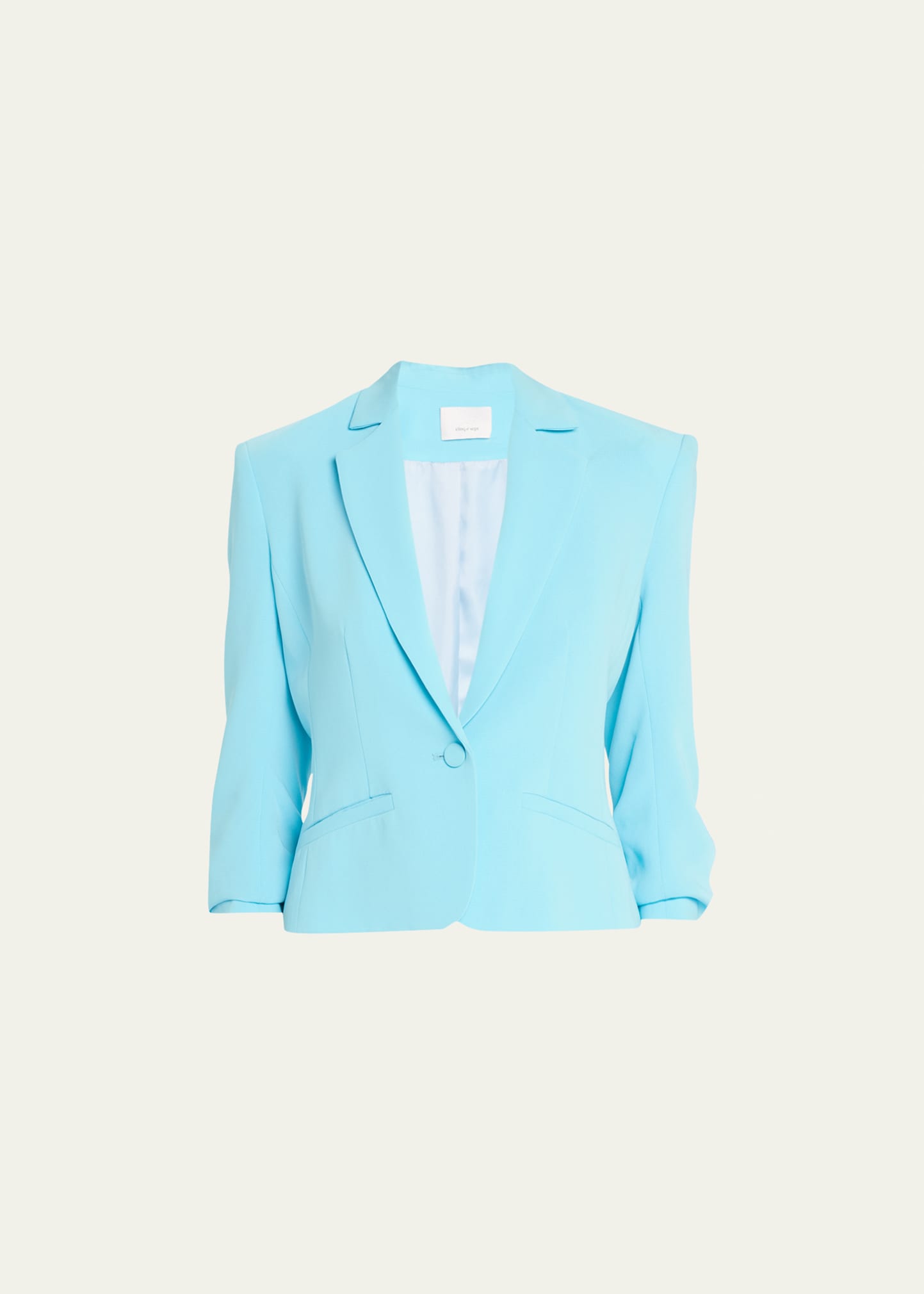 Cinq À Sept Khloe Petite Cropped 3/4-sleeve Blazer In Cyan