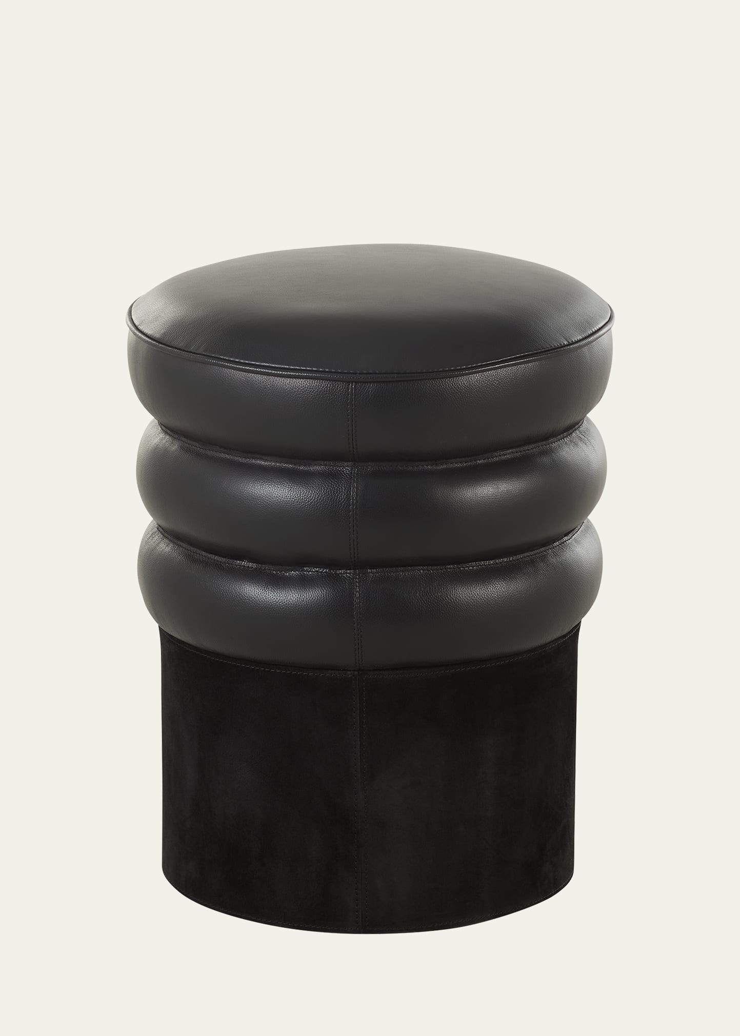 Arteriors Rollo Leather Ottoman In Black