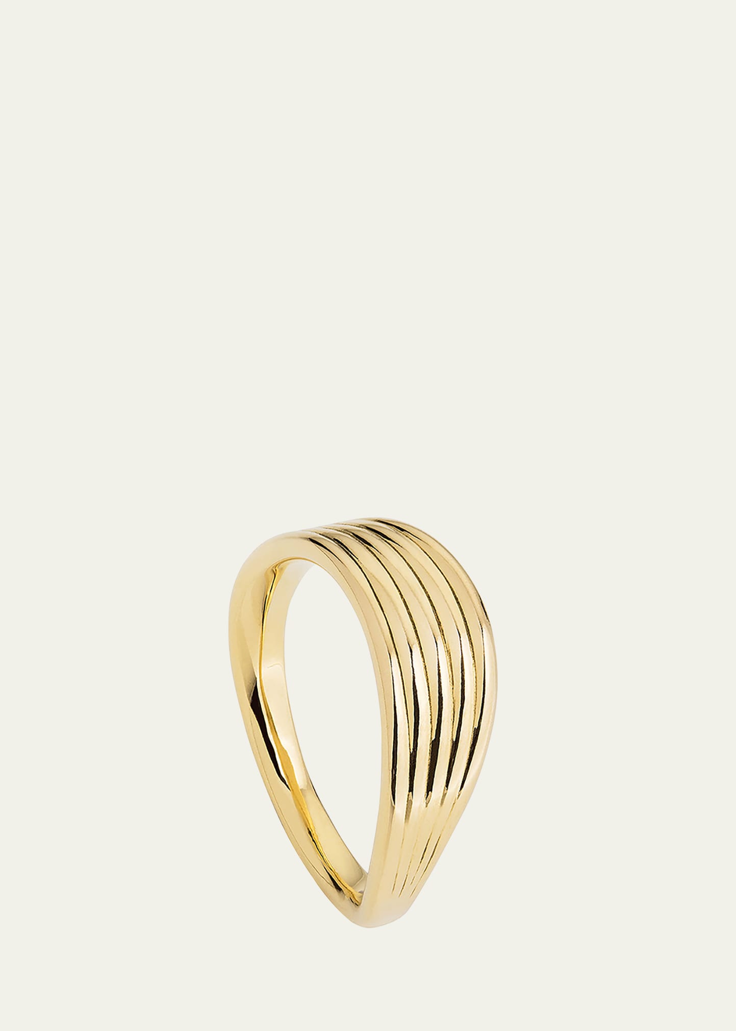 18k Yellow Gold Stream Lines Wave Band Ring