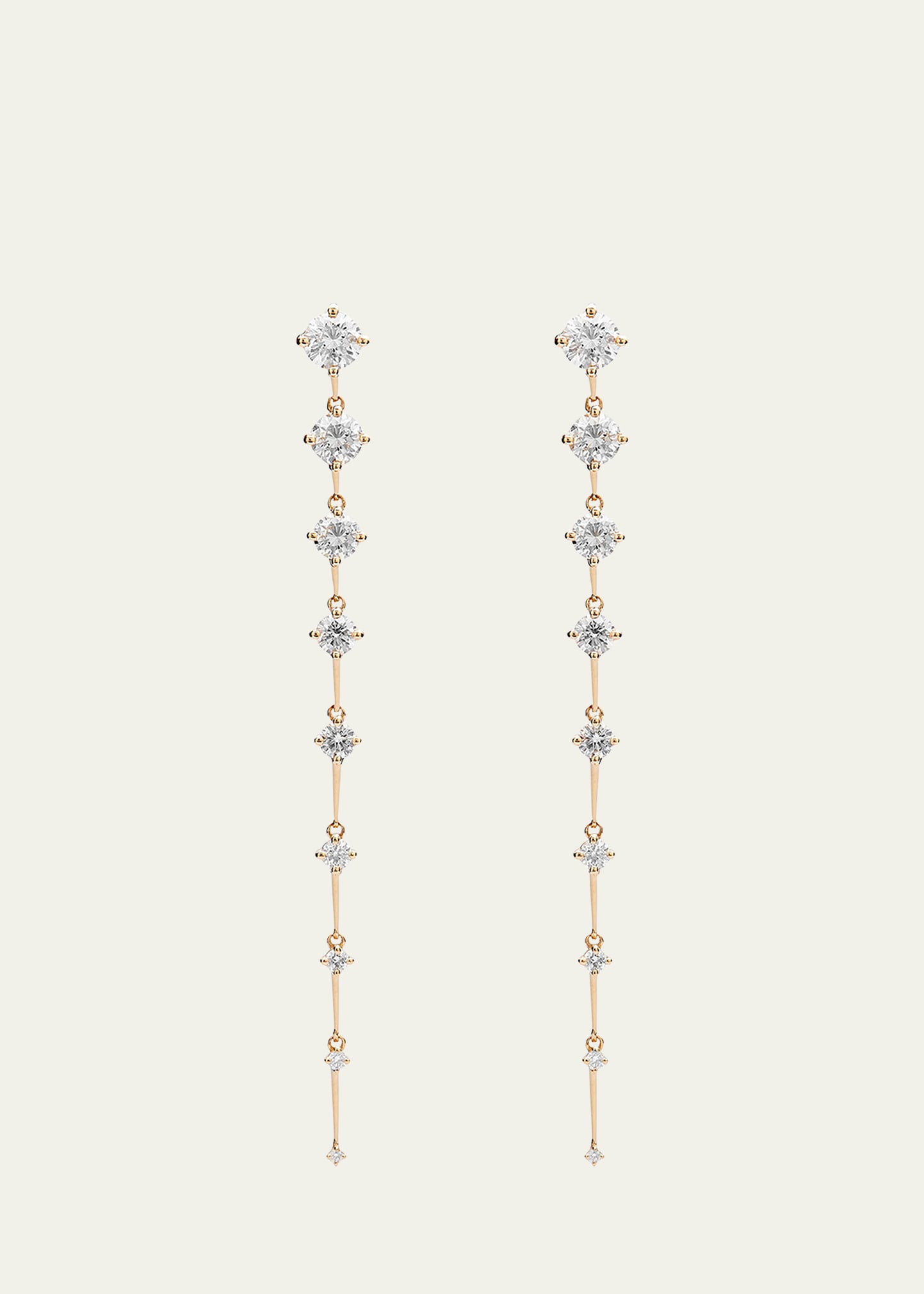 18k Yellow Gold and Diamond Sequence Earrings