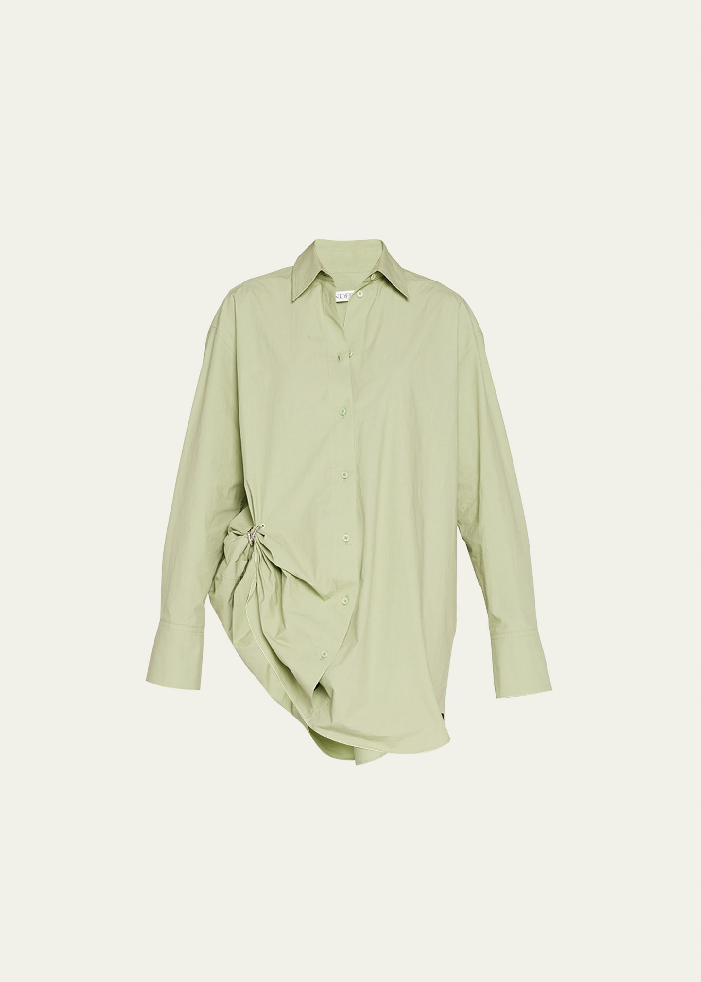 Shop Jw Anderson Long-sleeve Roll Shirt With Detachable Ring In Pistachio