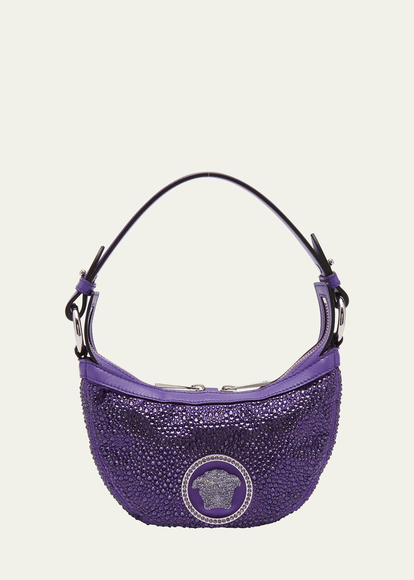 Versace Mini Crystal Top Handle Bag In 1ld2p Dark Orchid