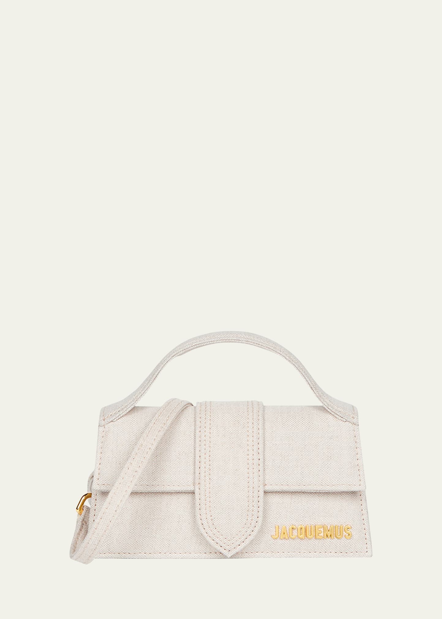 Jacquemus Le Bambino Linen Top-handle Bag In Light Greige