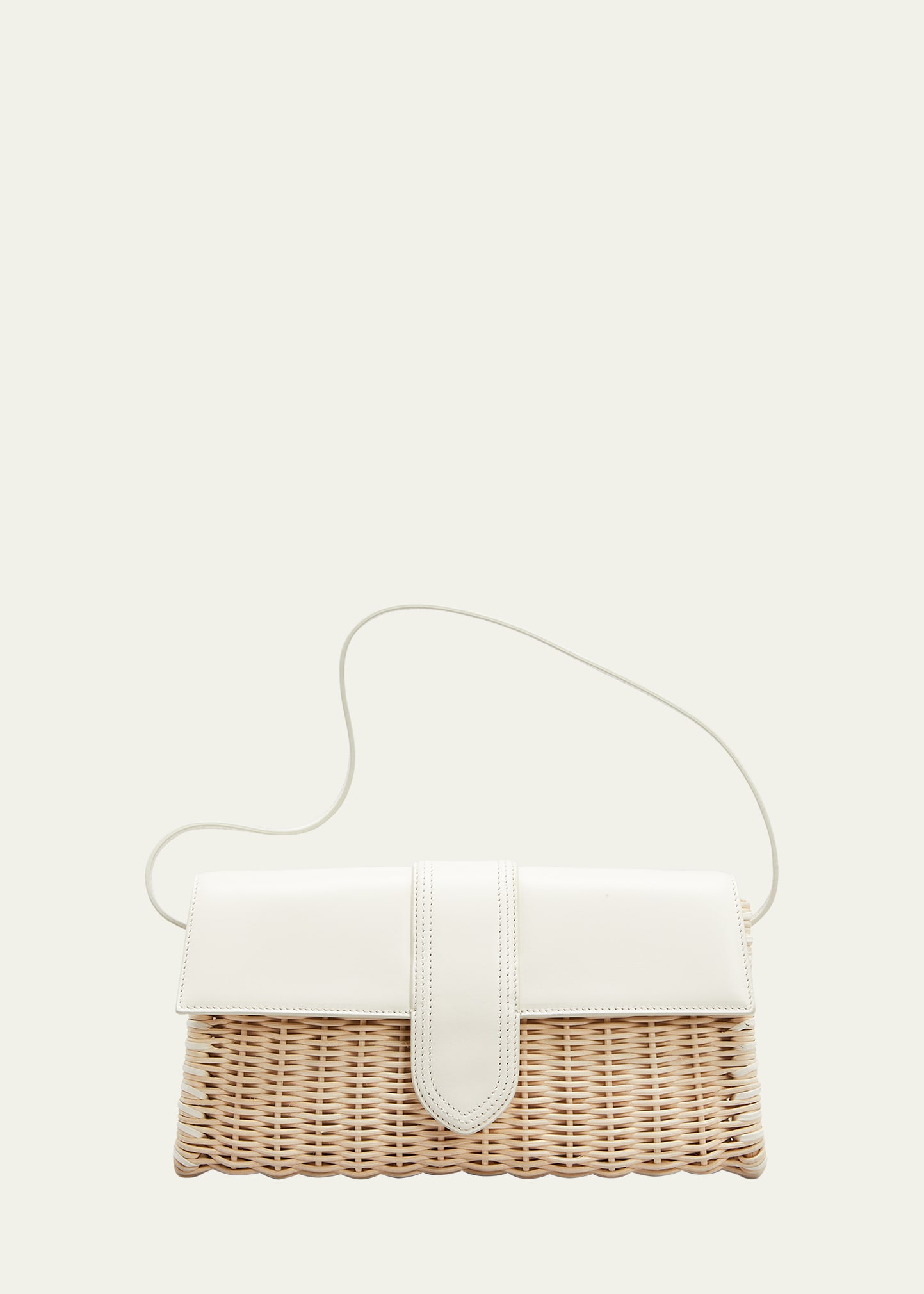 Jacquemus Off-white Le Raphia 'le Bambino Long Osier' Bag In Ivory