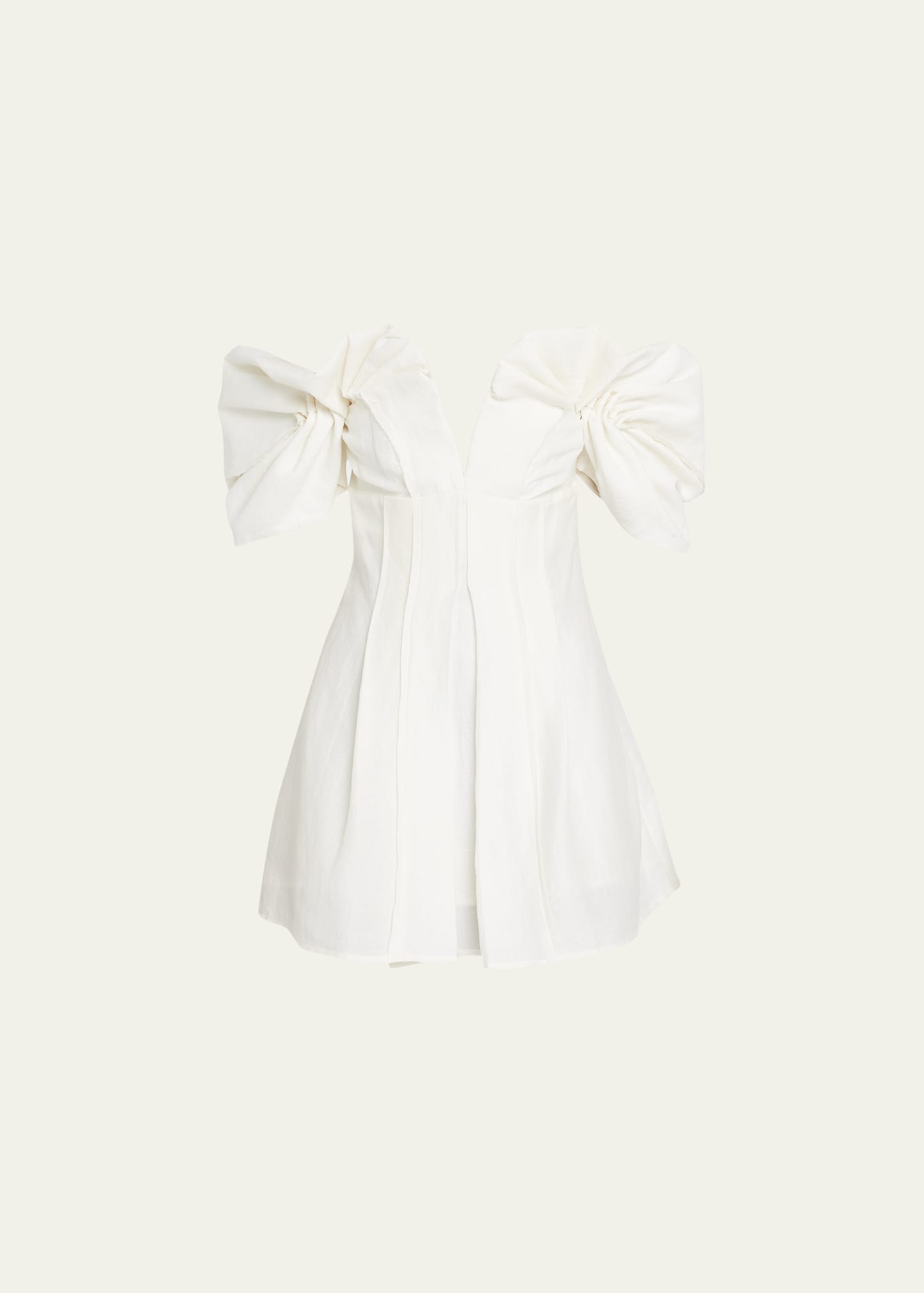 Cult Gaia Asal Ruffled Off-shoulder Mini Silk Dress In Off White