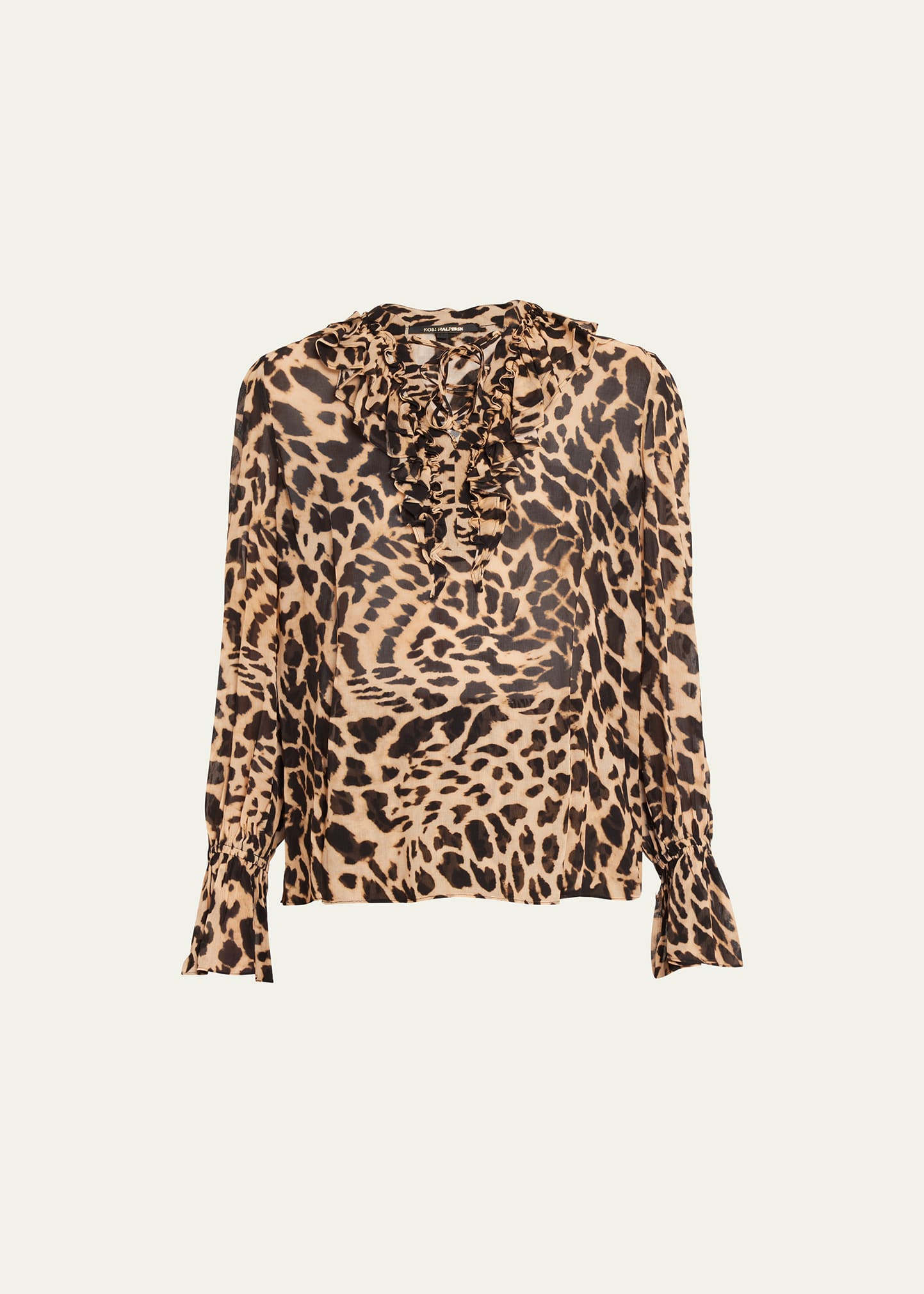 Kobi Halperin Animal-Print Blouse with Ruffles