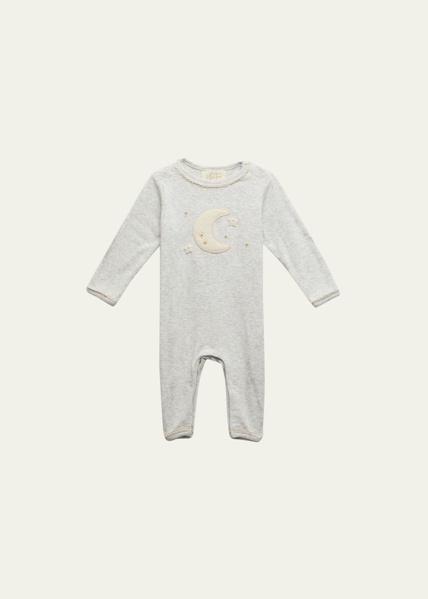 Shop Albetta Kid's Moon & Stars Crotched Playsuit In Light Grey
