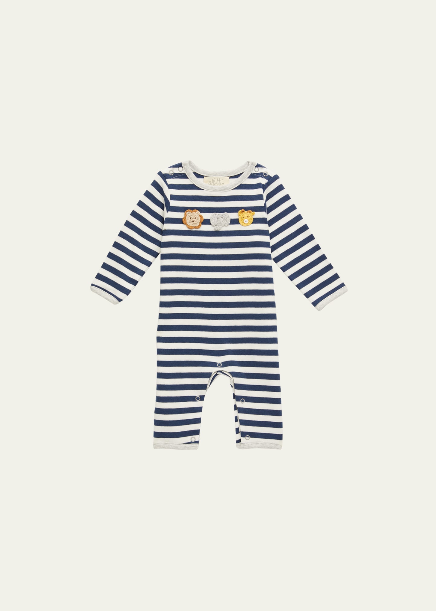 Albetta Babies' Kid's Striped Animal Hand Crotched Playsuit In Blue