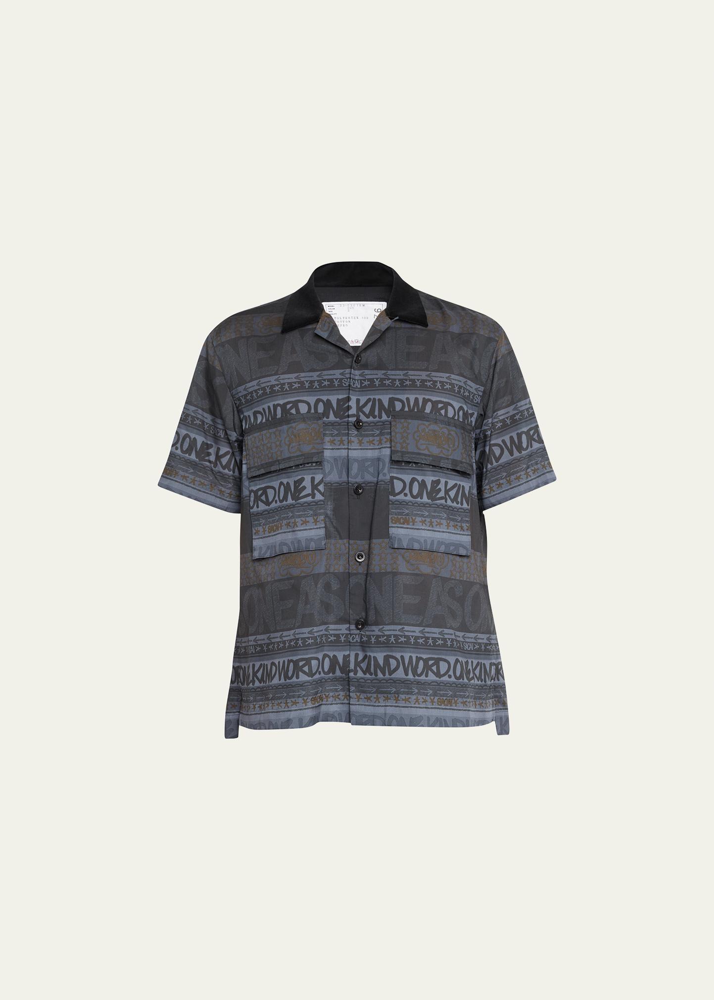 SACAI Men's x Eric Haze Striped Short-Sleeve Striped Shirt | Smart
