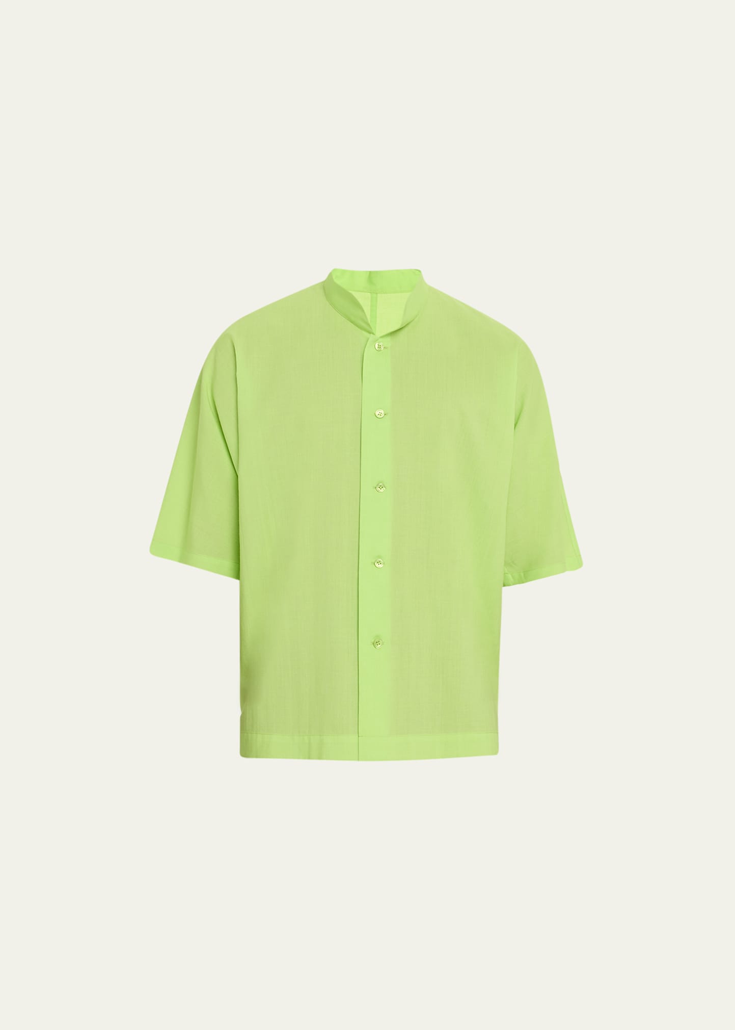 Issey Miyake Men's Boxy Band-collar Sport Shirt In Yellow