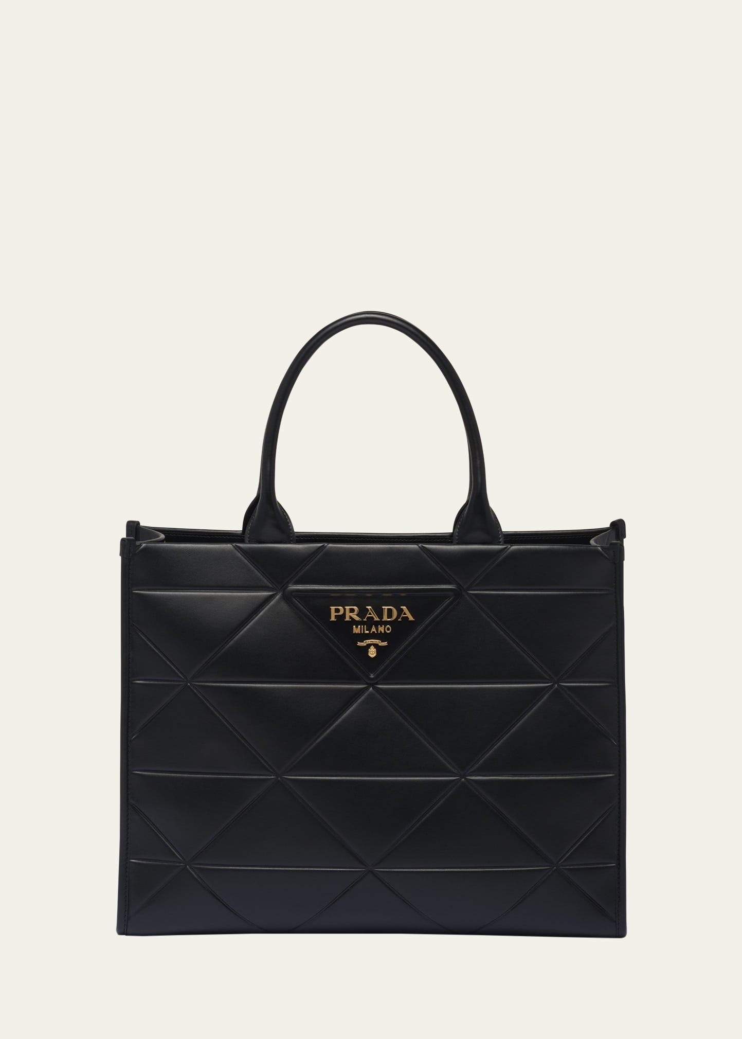Prada Womens Black Triangle-plaque Embroidered-jacquard Medium Woven Tote Bag In F0002 Nero