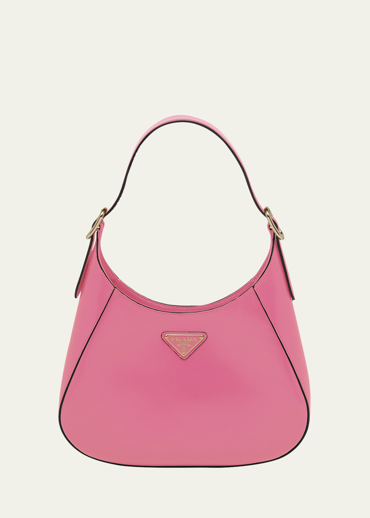 Prada Buckle Box Calf Leather Hobo Bag In F0zcl Begonia N