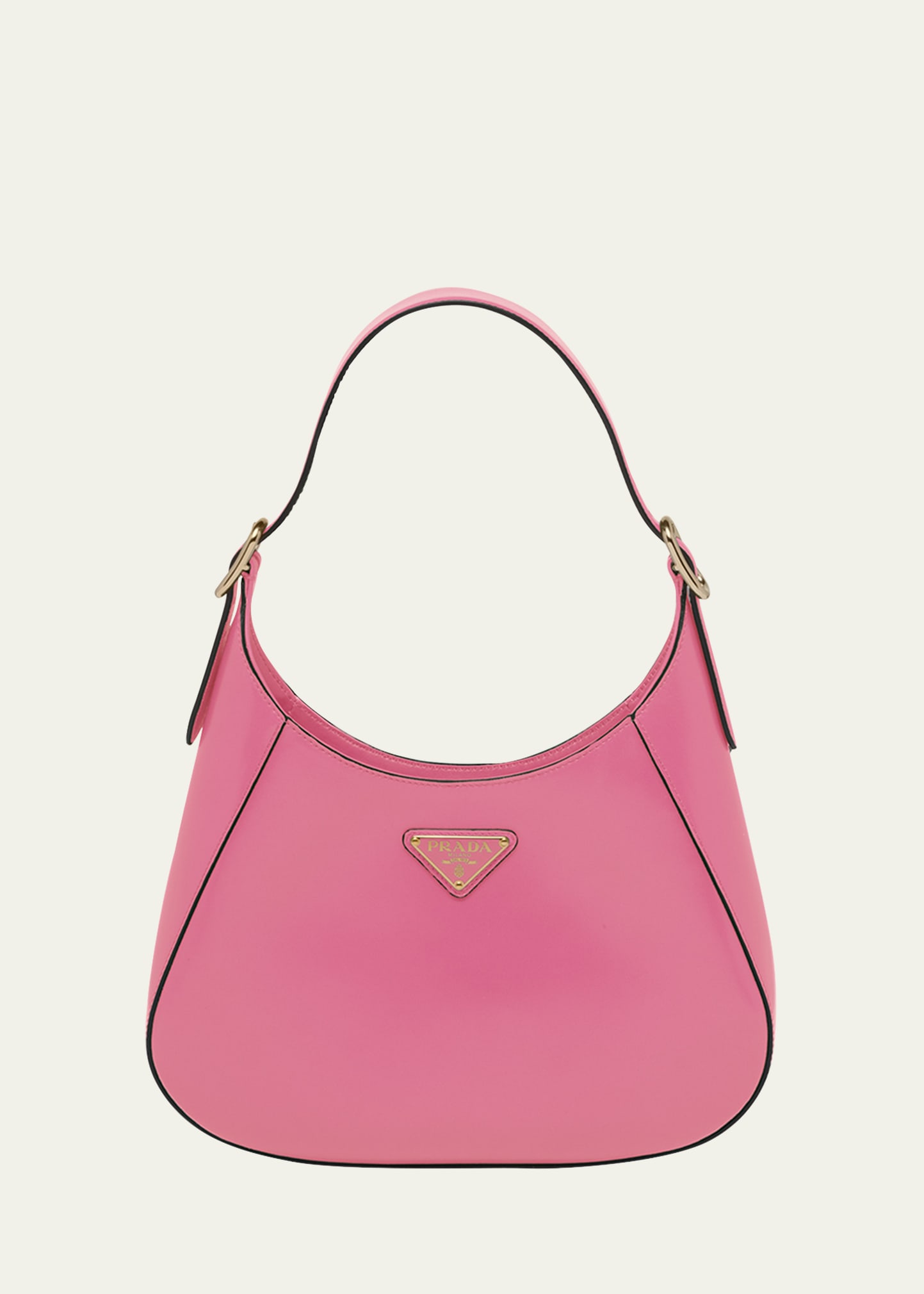 Prada Buckle Box Calf Leather Hobo Bag