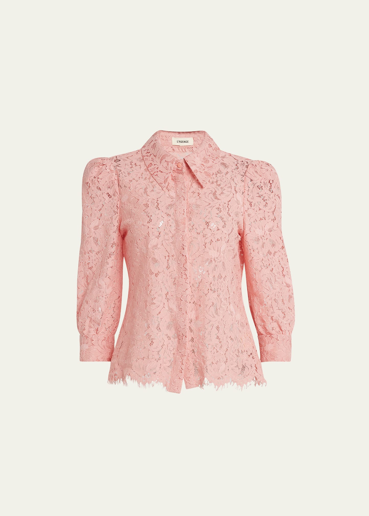 L Agence Andrea Lace Button-front Blouse In Rose Tan