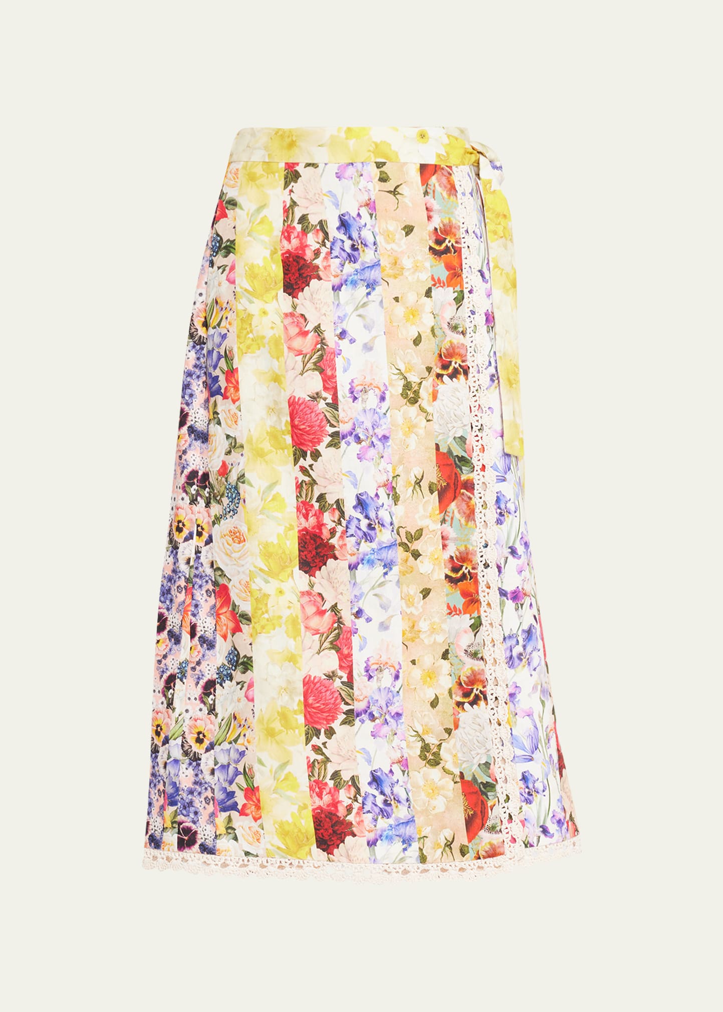 Zimmermann Wonderland Wrap Skirt In Spliced Stripe Fl