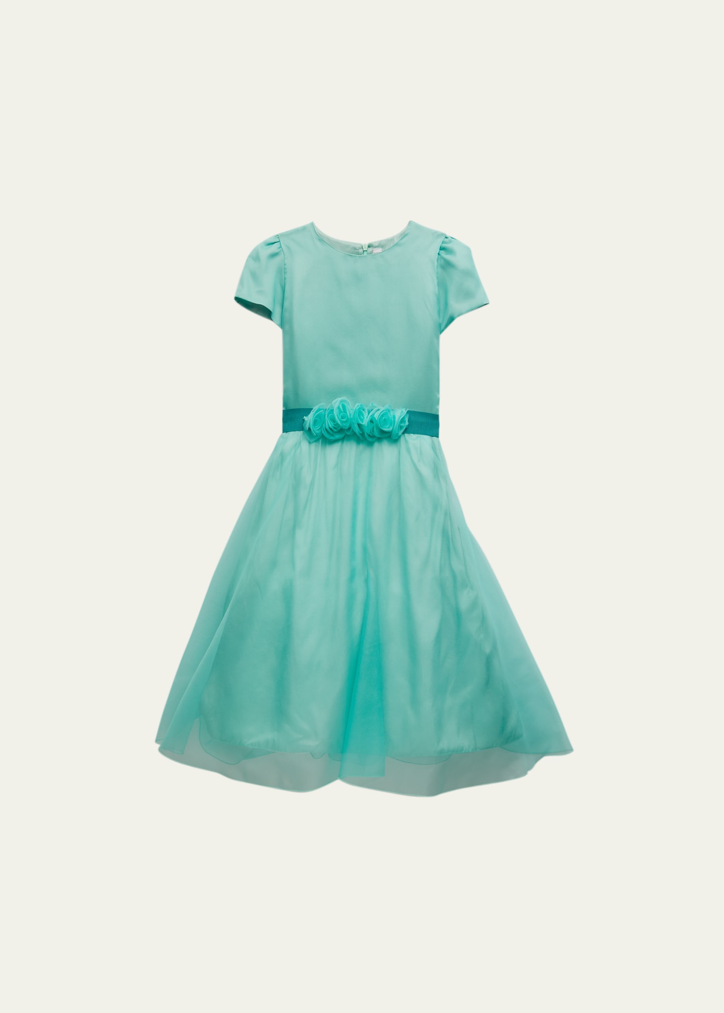 Mariella Ferrari Kids' Girl's Flower Dress With Shine In Green