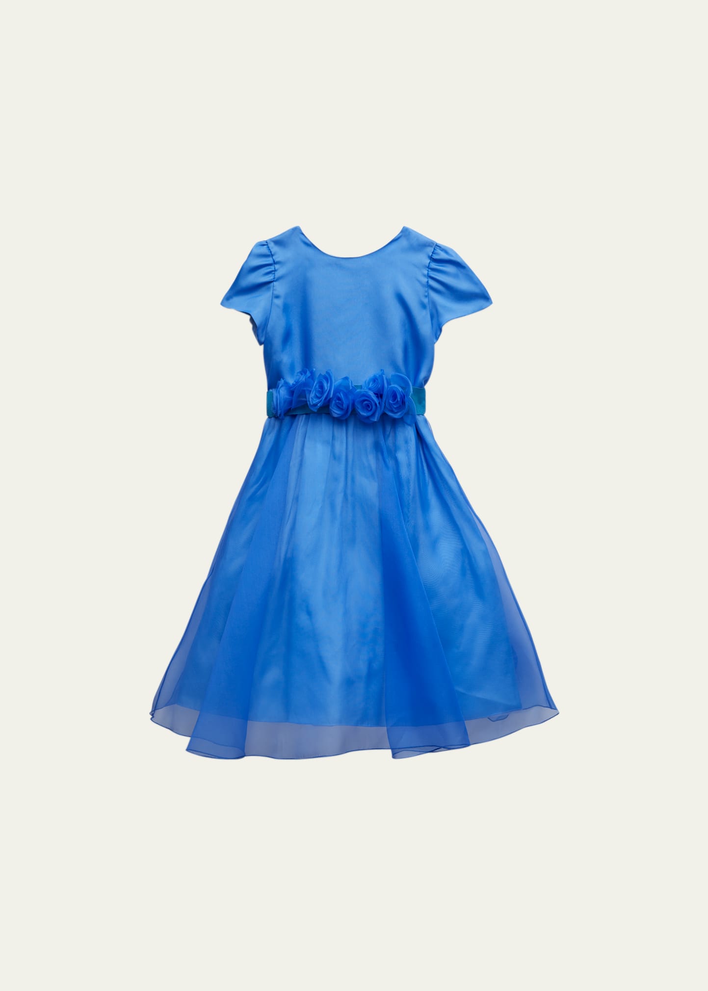 Mariella Ferrari Kids' Girl's Flower Dress With Shine In Blue