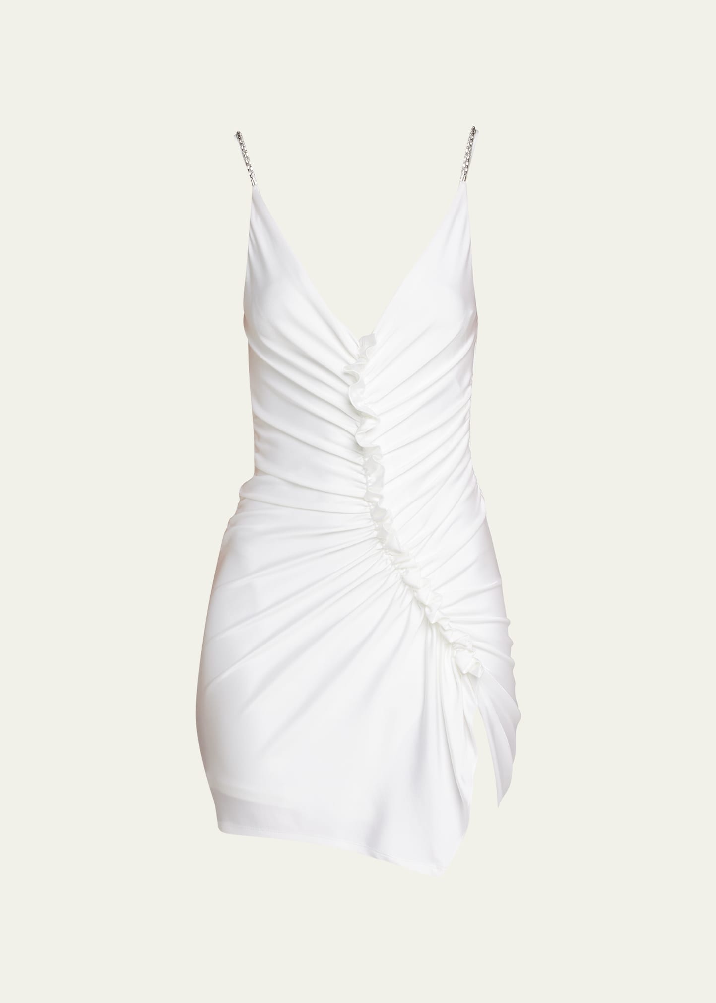 Et Ochs Cleo Ruffle Shiny Jersey Mini Dress In Optic White