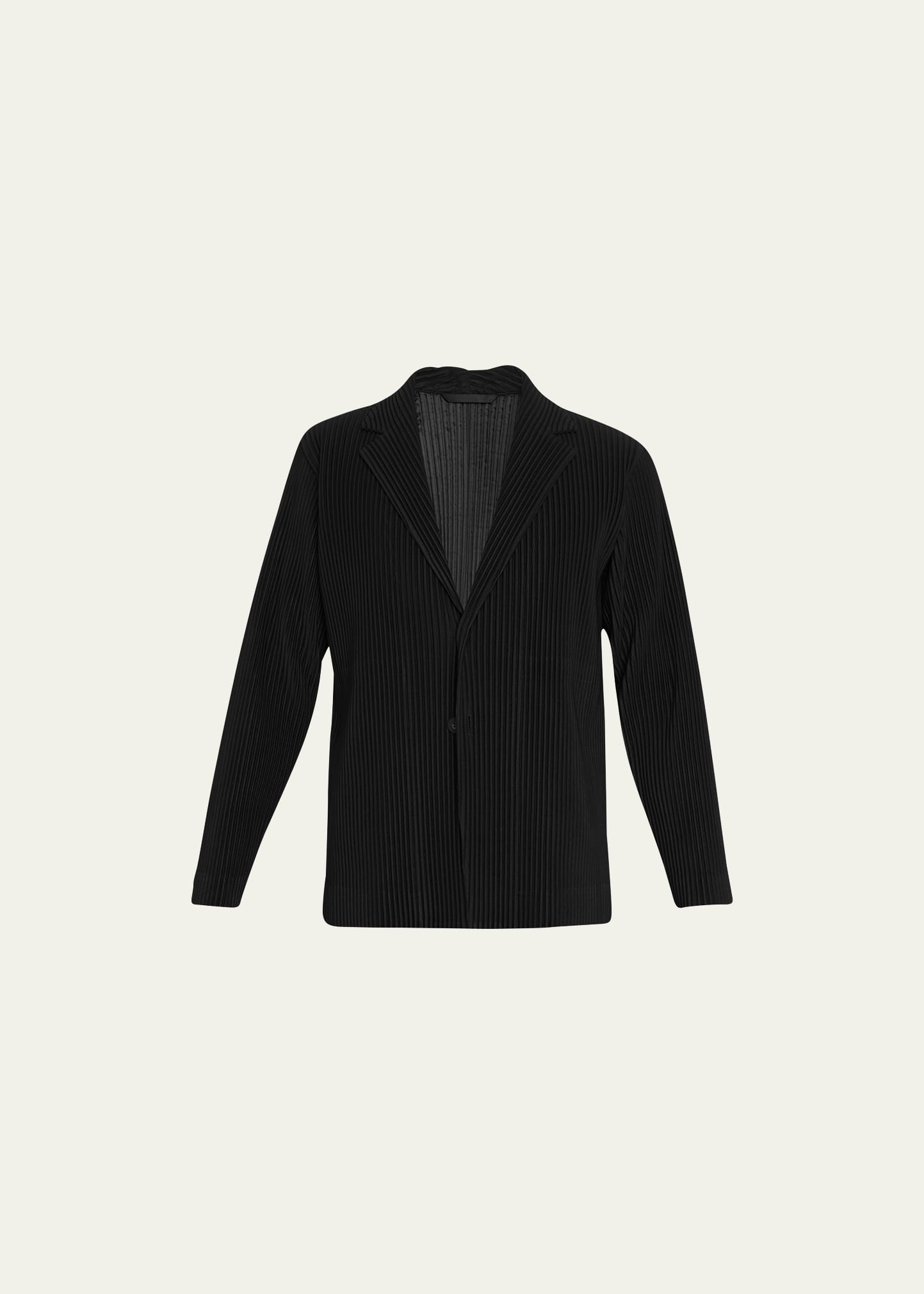 Shop Issey Miyake Men's Pleated Polyester Sport Coat In Black