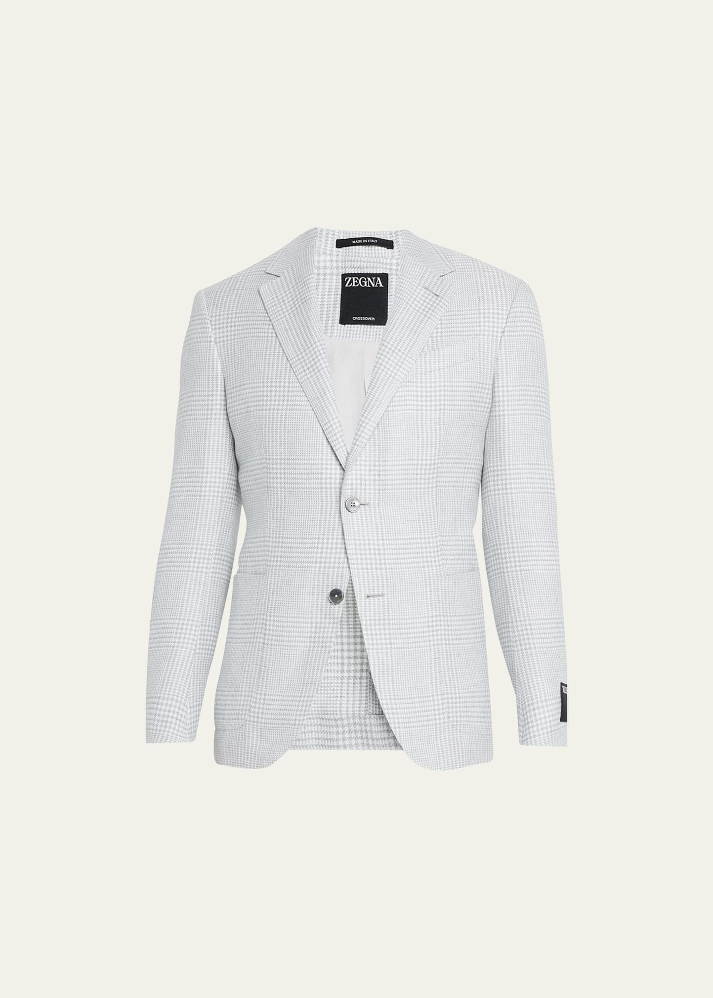 Zegna Men's Stretch Cashmere, Silk, & Wool Sportcoat In Lt Gry Ck