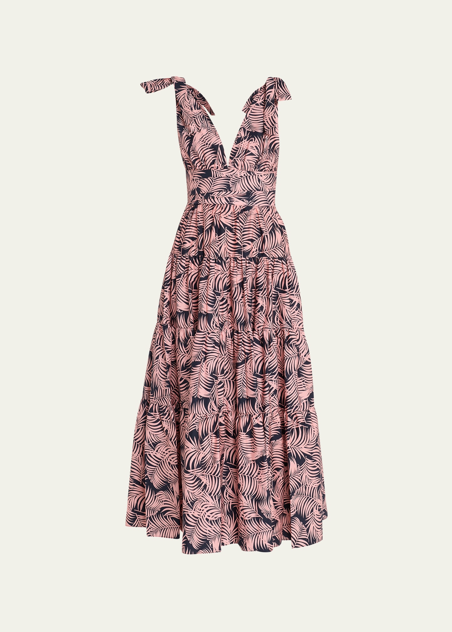 Carolina Herrera Tiered Cotton-blend Midi Dress In Midnightmu
