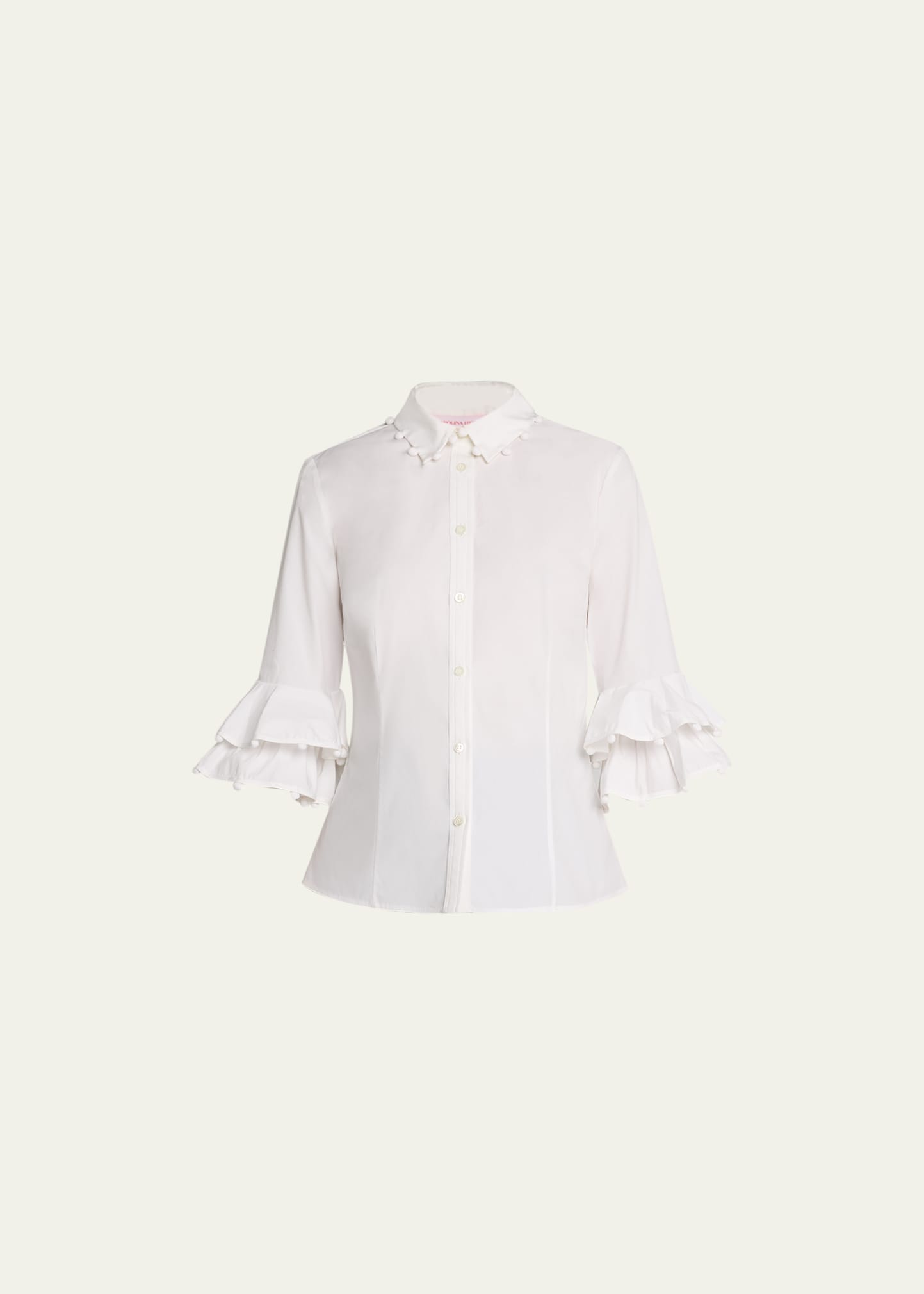 Button-Front Shirt with Ruffle Trim
