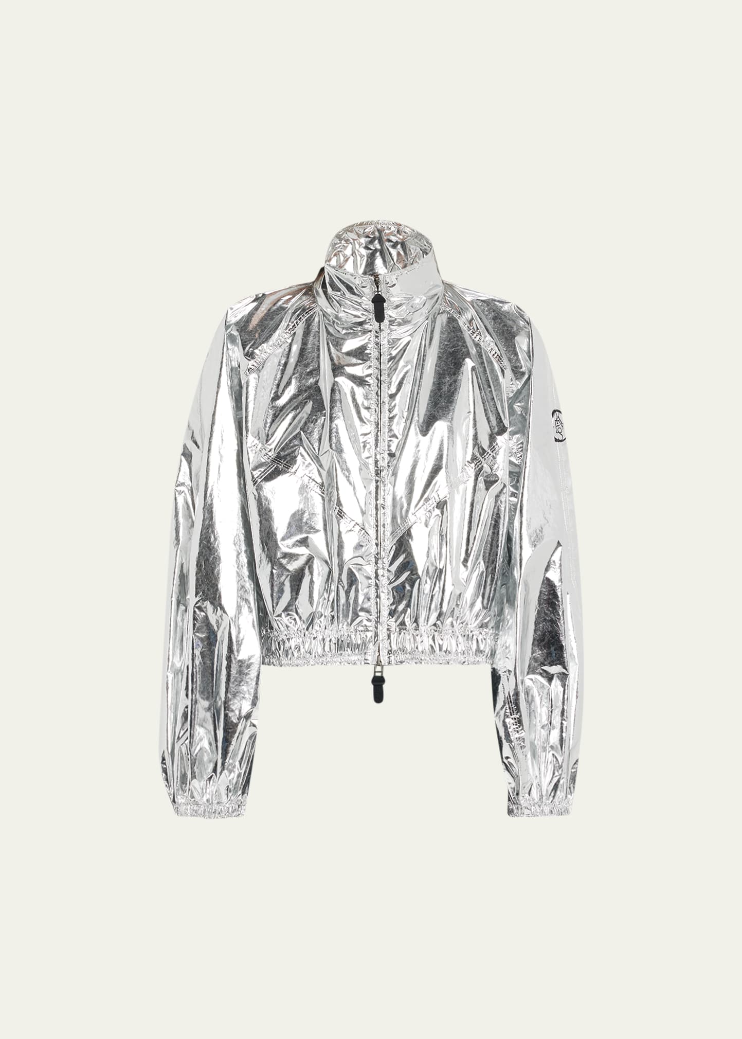 Shop Moncler Genius X Alicia Keys Flatbush Long Metallic Top Jacket In Silver