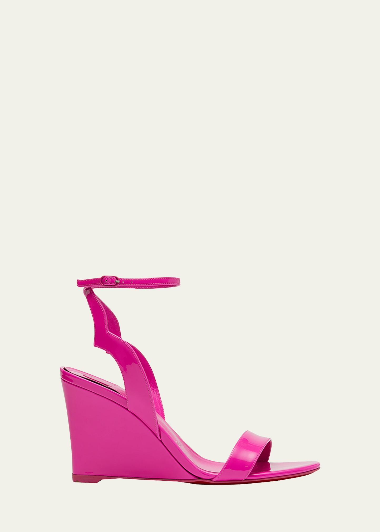 Christian Louboutin Patent Leather Wedge Sandals In Boleroselin Boler