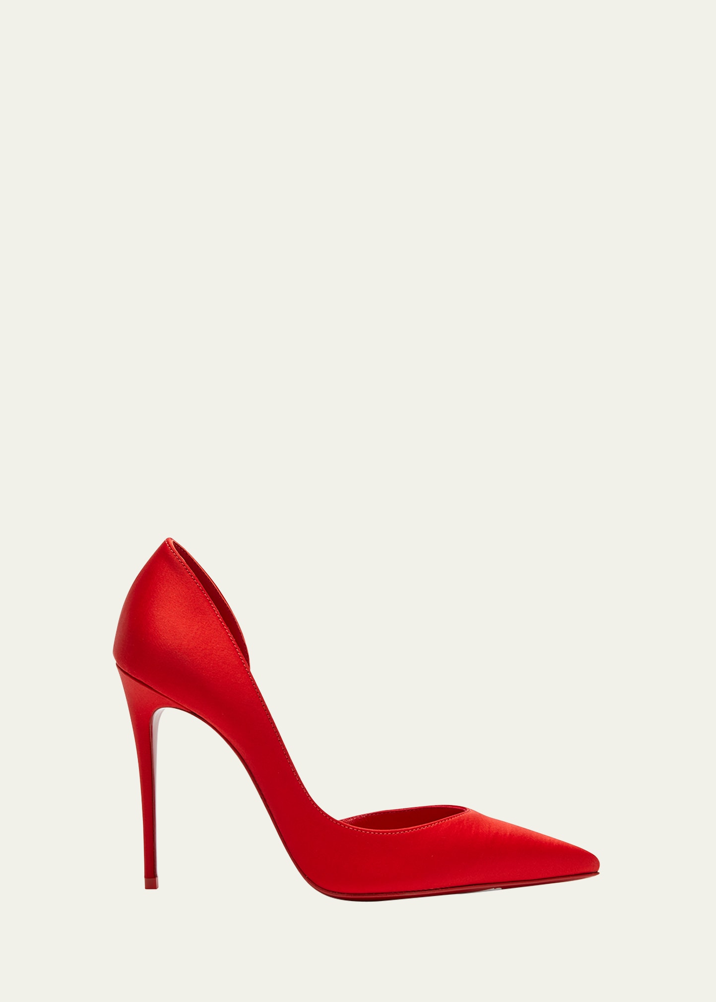 CHRISTIAN LOUBOUTIN IRIZA SILK HALF-D'ORSAY RED SOLE PUMPS