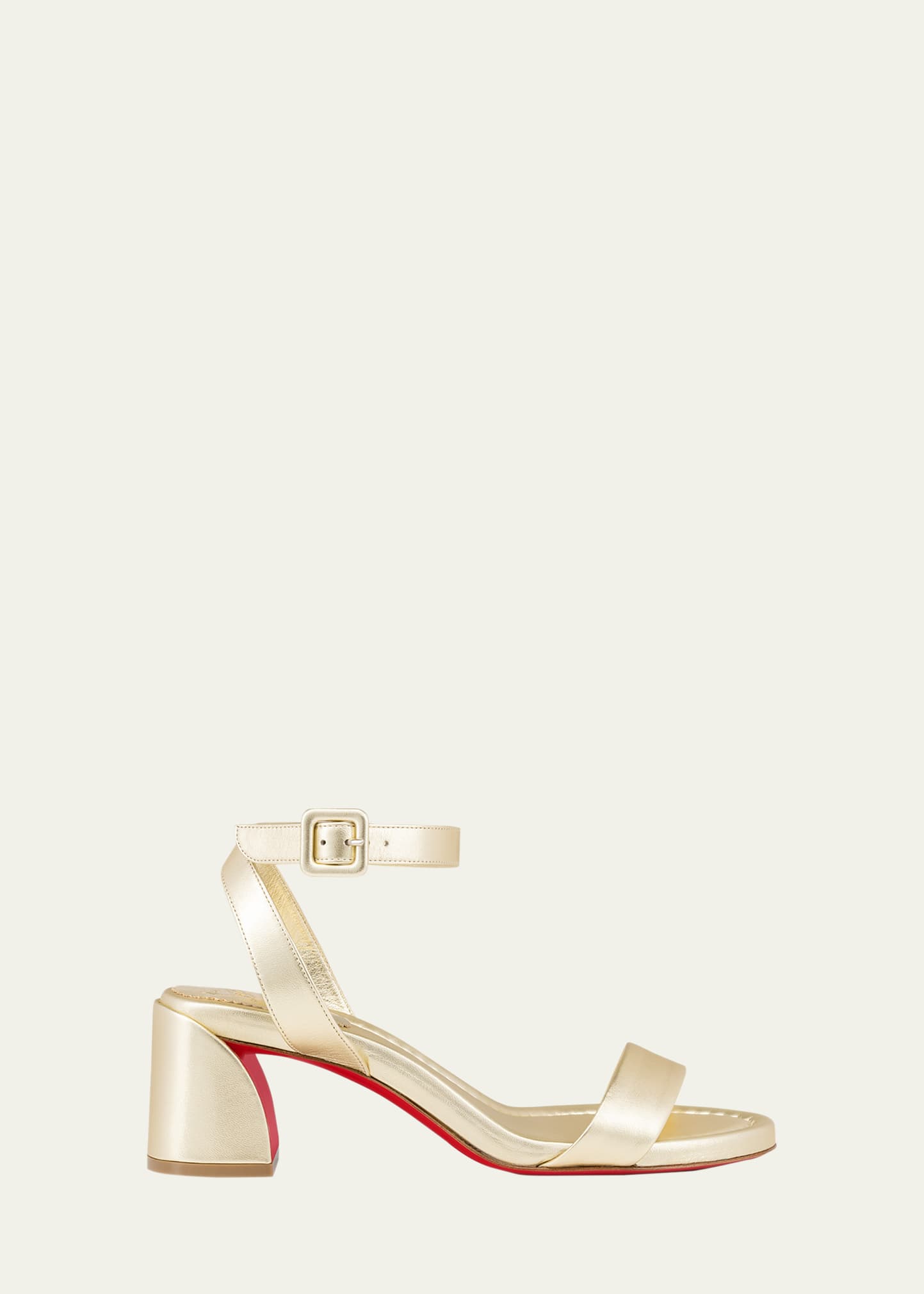 Christian Louboutin Miss Sabina Metallic Red Sole Ankle-strap Sandals In Platine