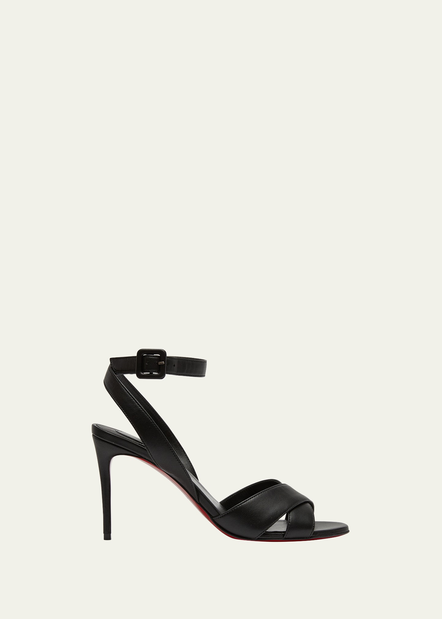Christian Louboutin Mariza Crisscross Red Sole Sandals In Blacklin Black