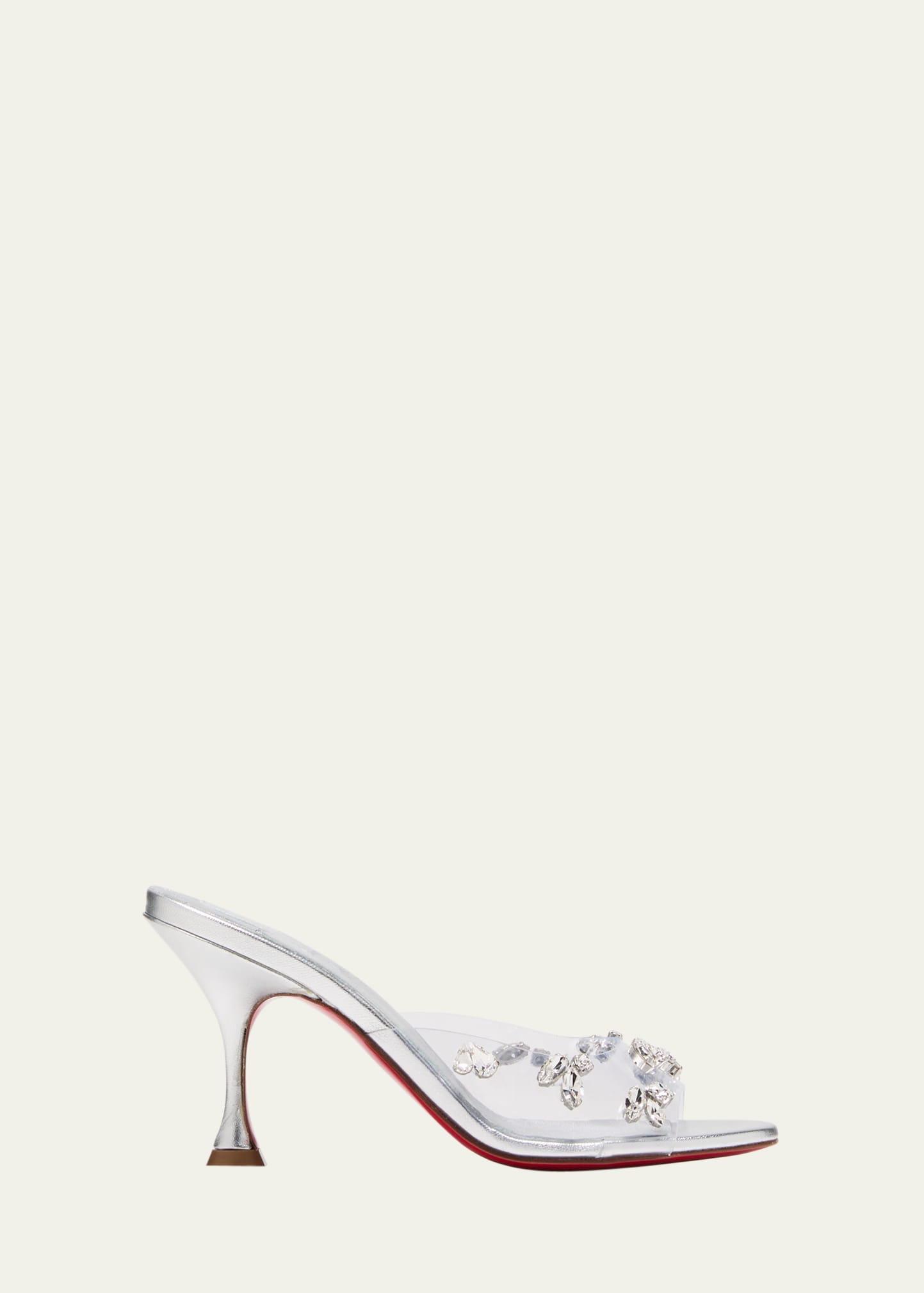 Degraqueen Crystal Transparent Red Sole Mule Sandals
