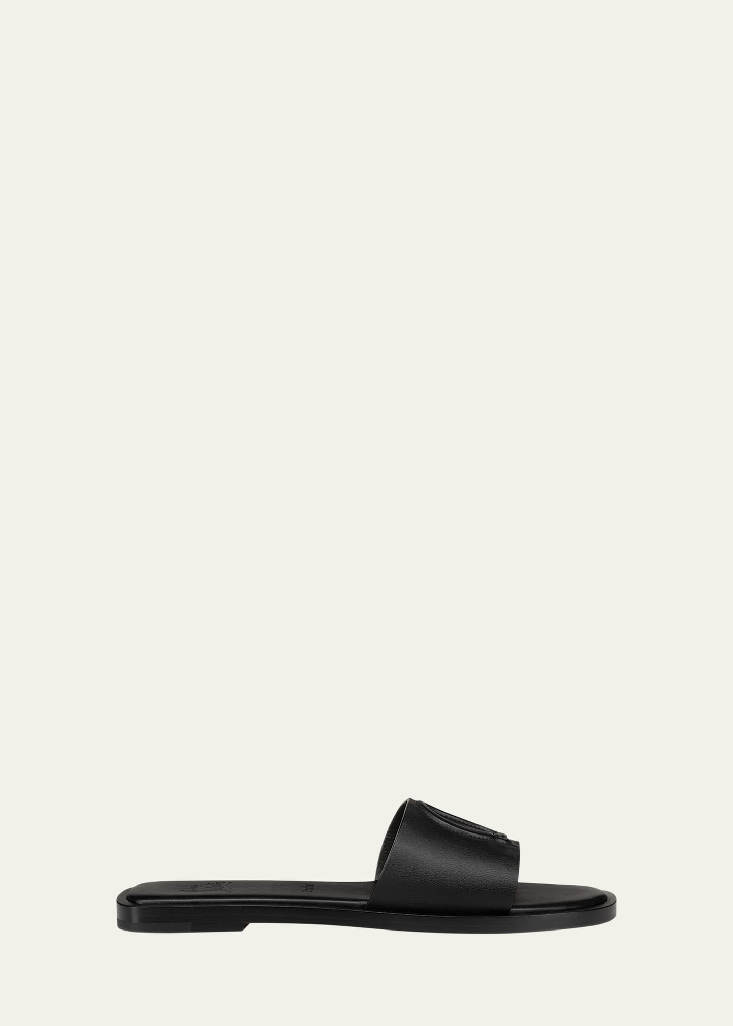 Christian Louboutin Leather Logo Red Sole Slide Sandals In Black