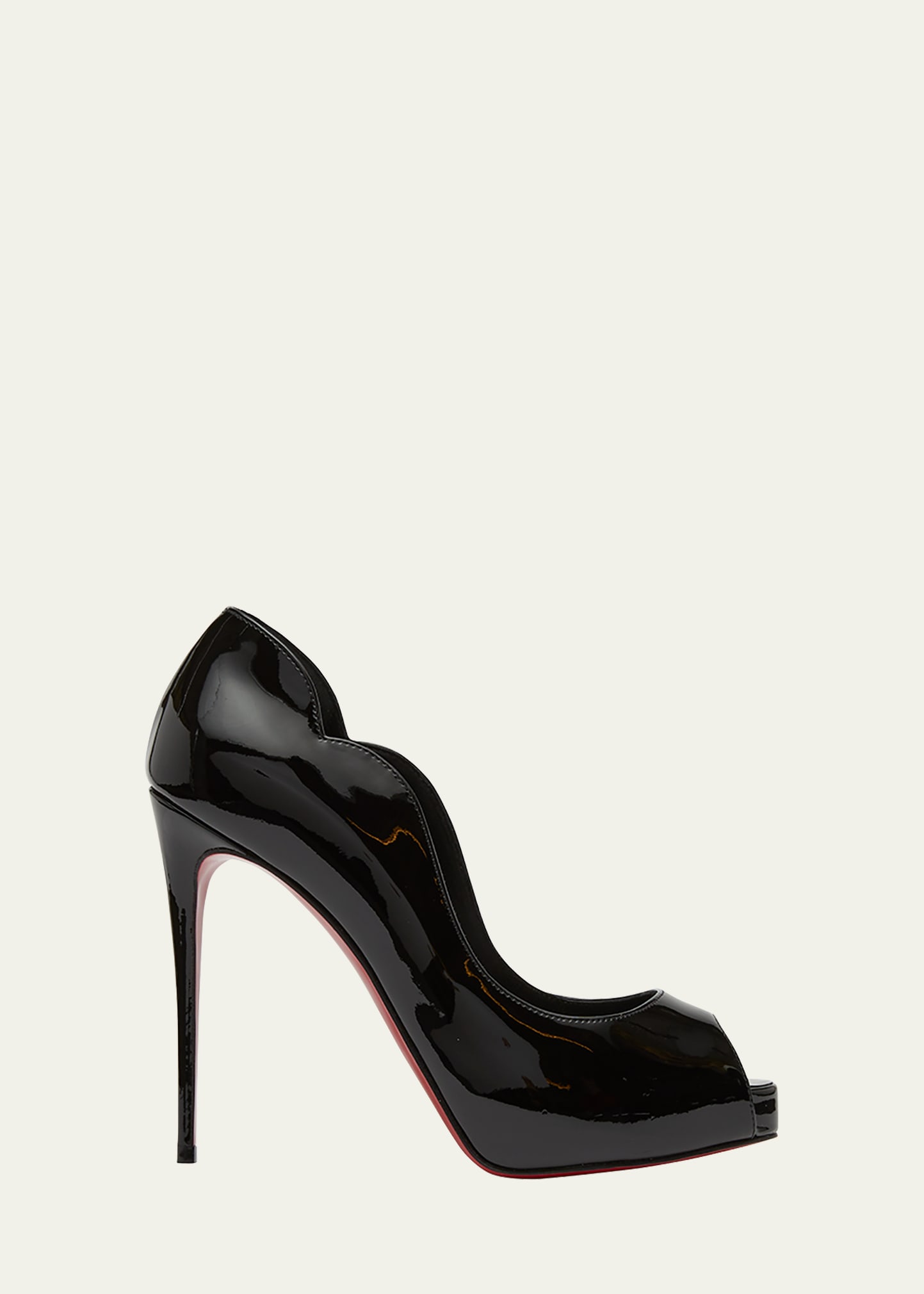 Christian Louboutin Hot Chick Patent Red Sole Pumps In Blacklin Black