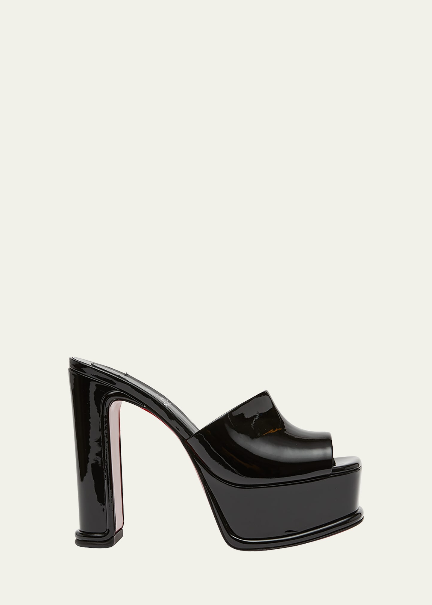 Christian Louboutin Amali Patent Red Sole Platform Mule Sandals In Black