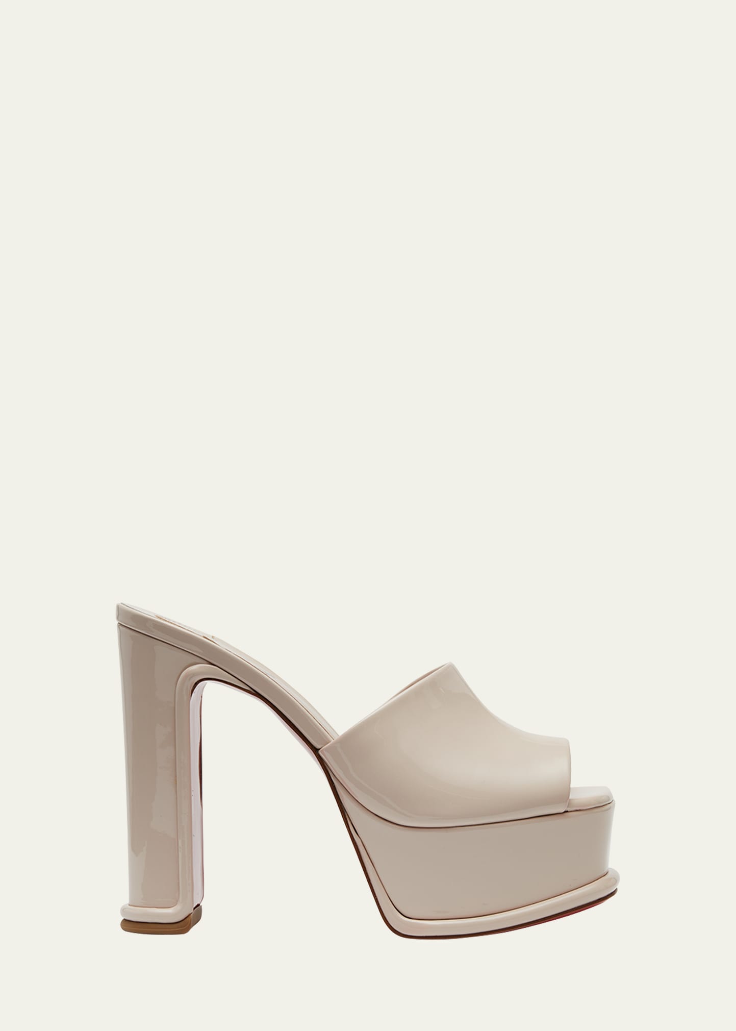 Christian Louboutin Amali Patent Red Sole Platform Mule Sandals In Leche