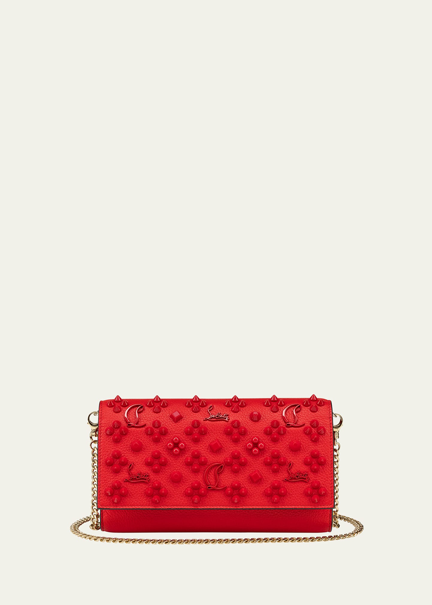 Christian Louboutin Paloma Loubinthesky Spike Wallet On Chain In Red