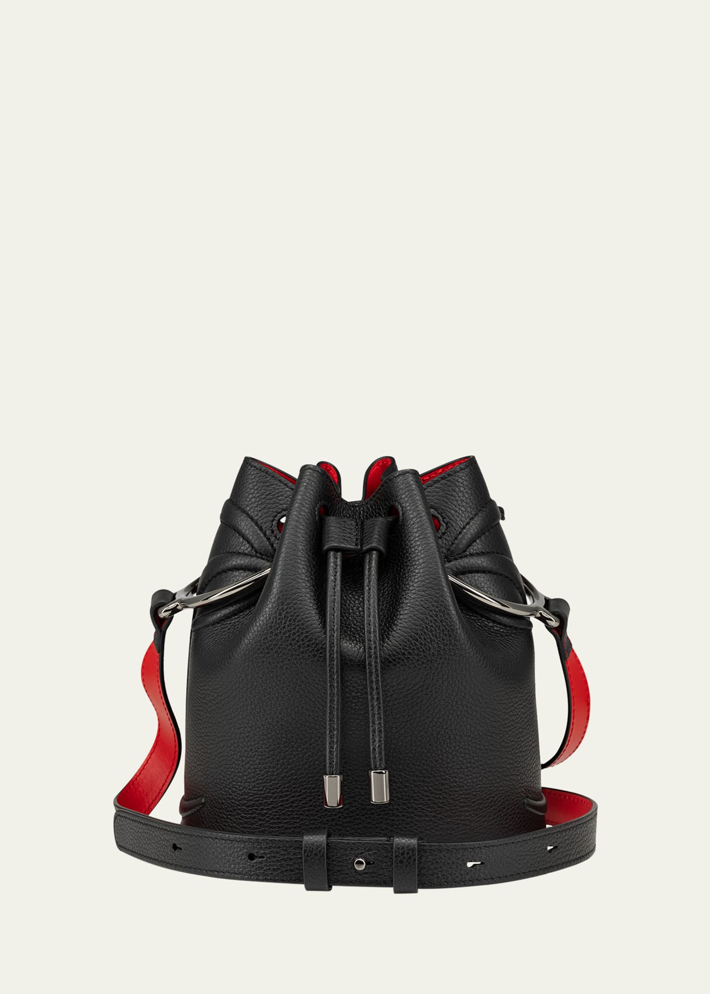 Shop Christian Louboutin By My Side Bucket Bag In Leather With Cl Logo In Black/black