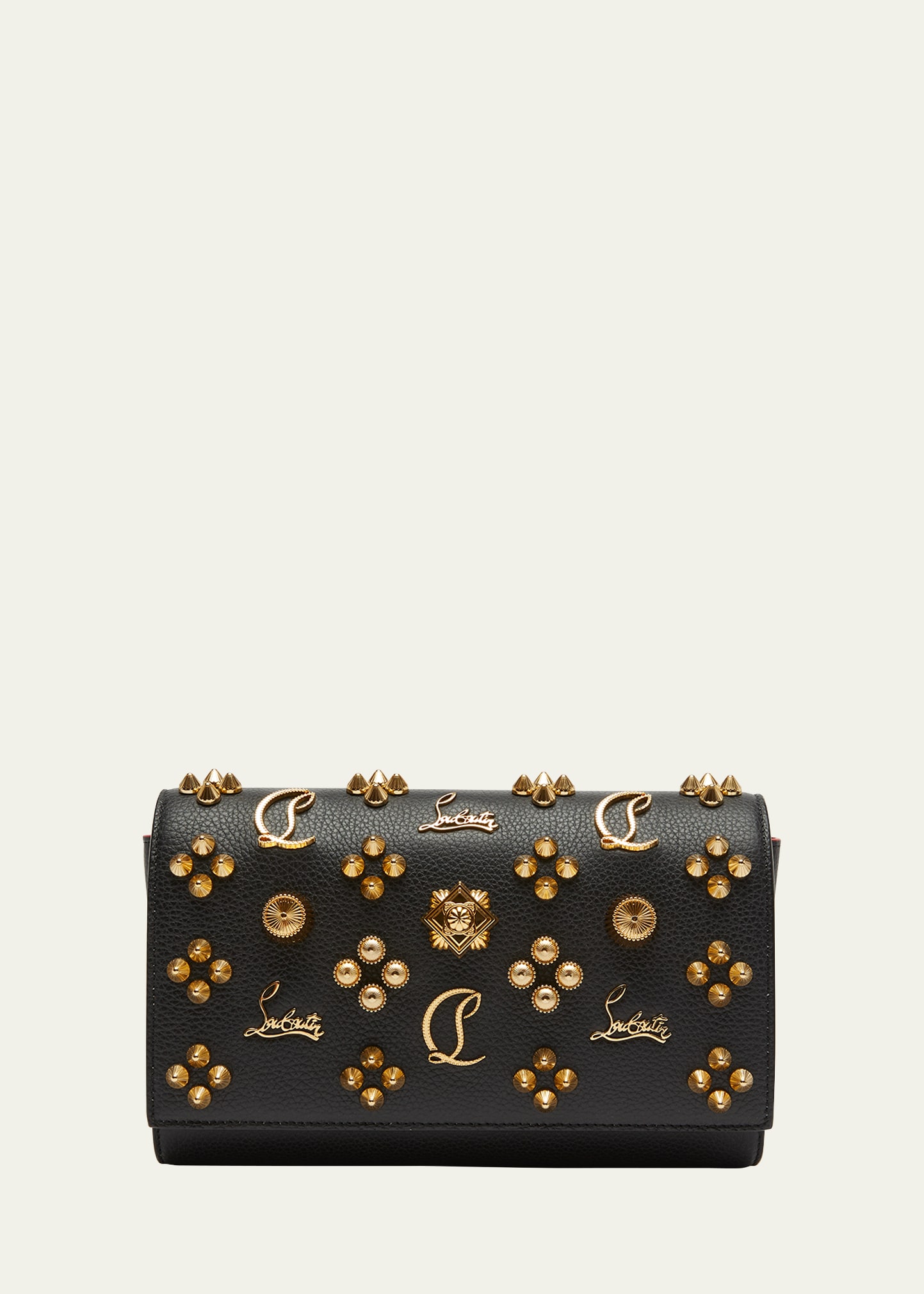 Christian Louboutin Paloma Loubinthesky Studs Clutch Bag In Black/gold